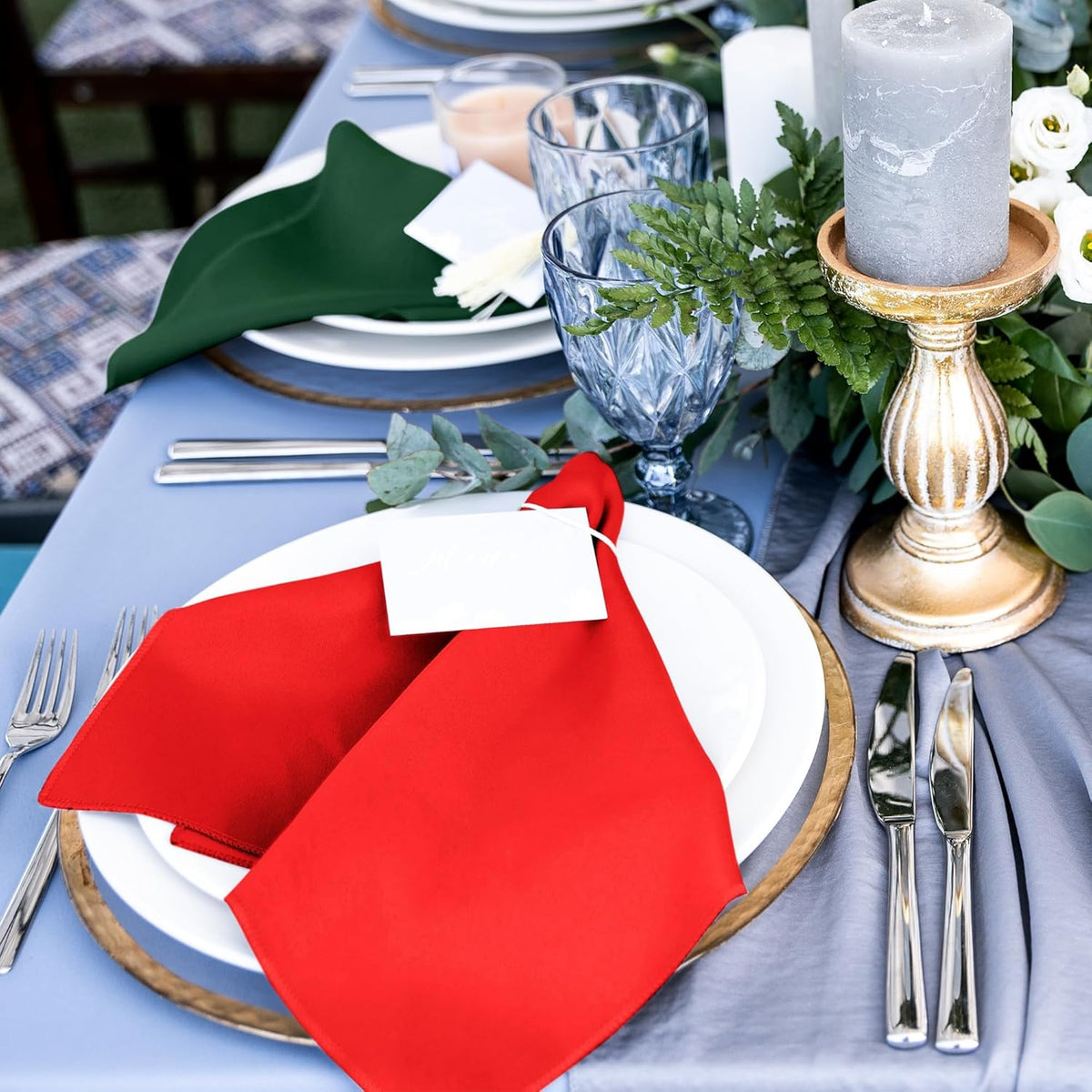 Aneco 12 Pieces Christmas Satin Napkins Soft Dinner Napkins Square Weddings Table Napkins 17 x 17