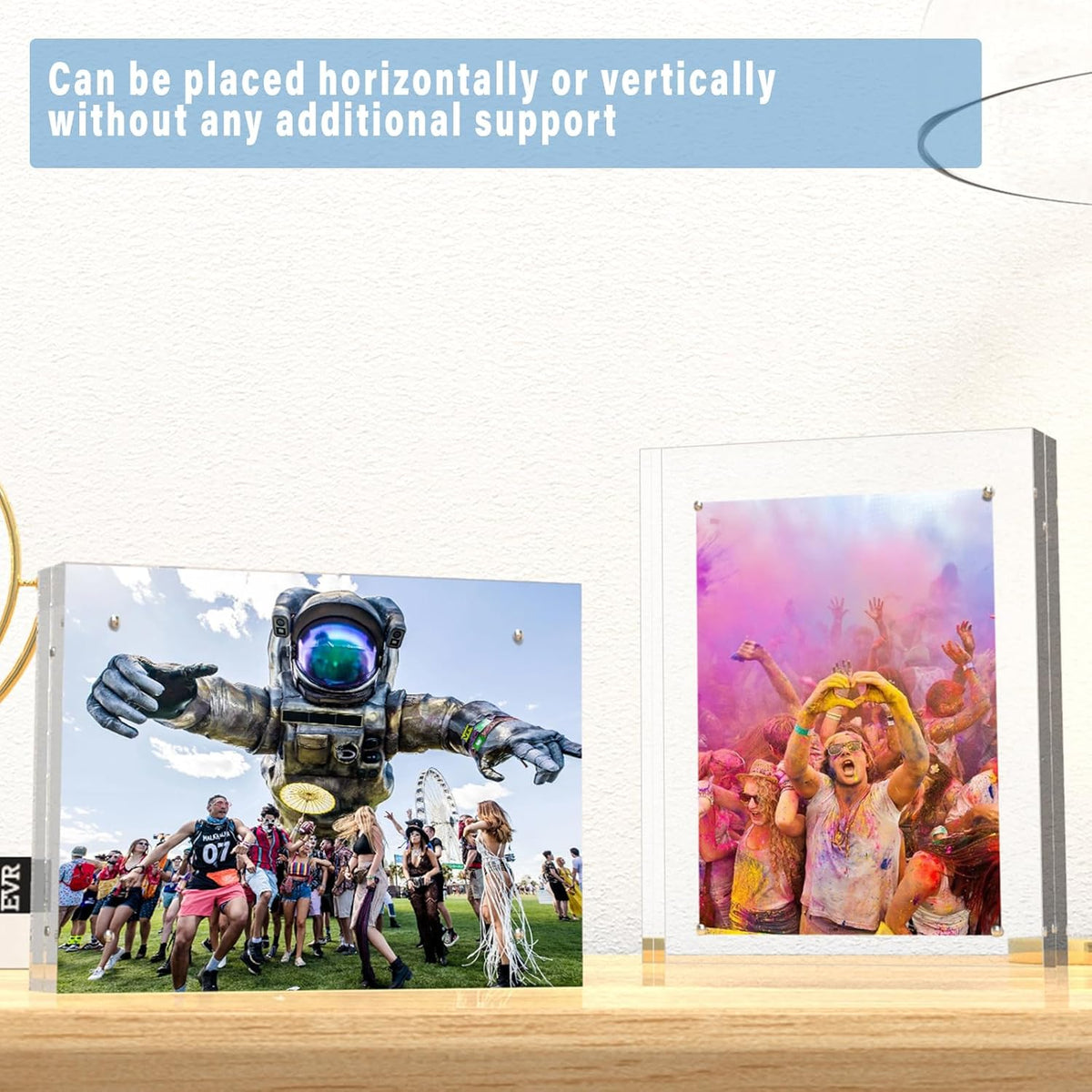 HELPLEX 5 Pack 8.5x11 Acrylic Picture Frames, 24mm Thicker Frameless Clear Frame Double Sided