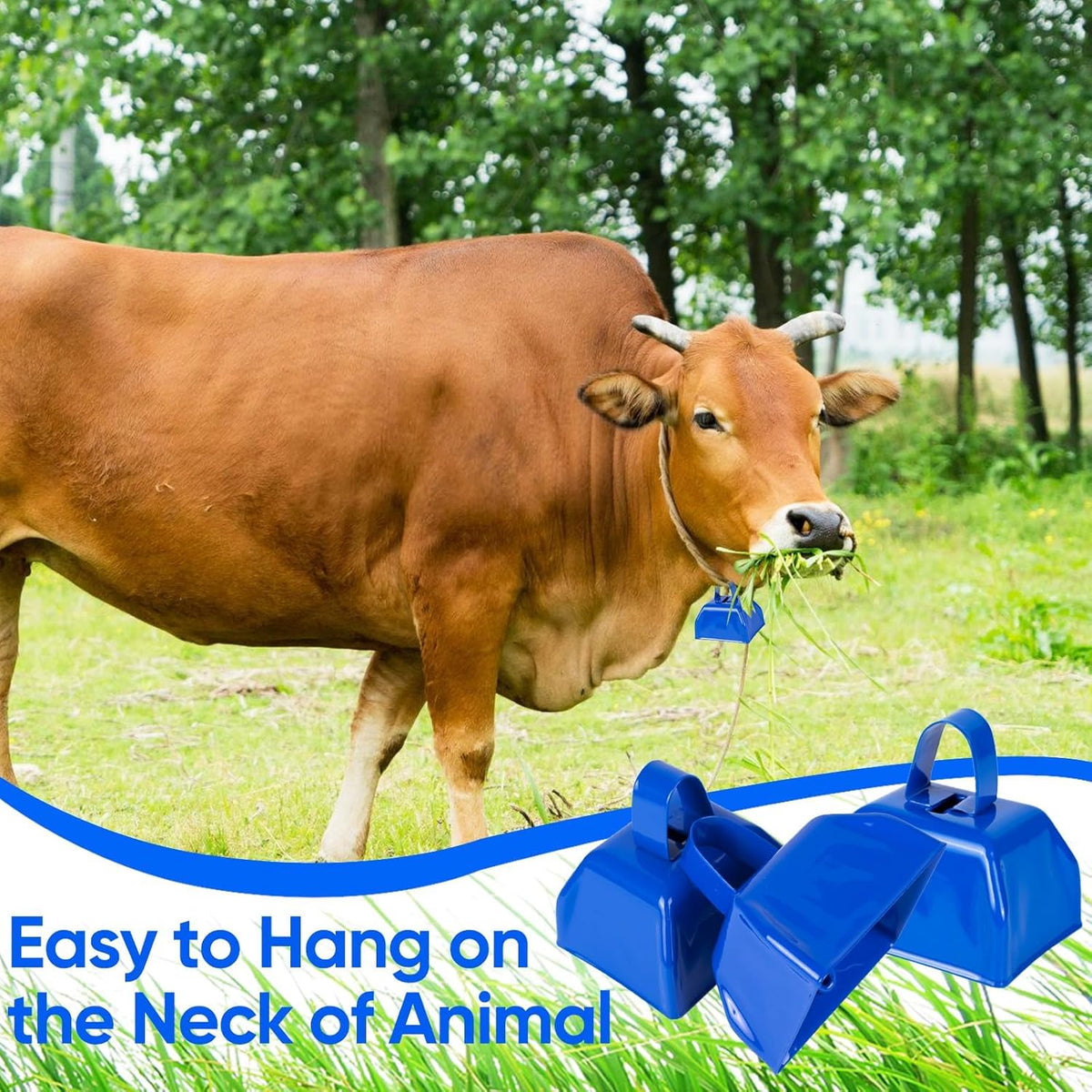 Cow Bells Noise Makers Blue Cheering Bell for Sporting Events: 12 Pcs Metal Cowbells with Handle