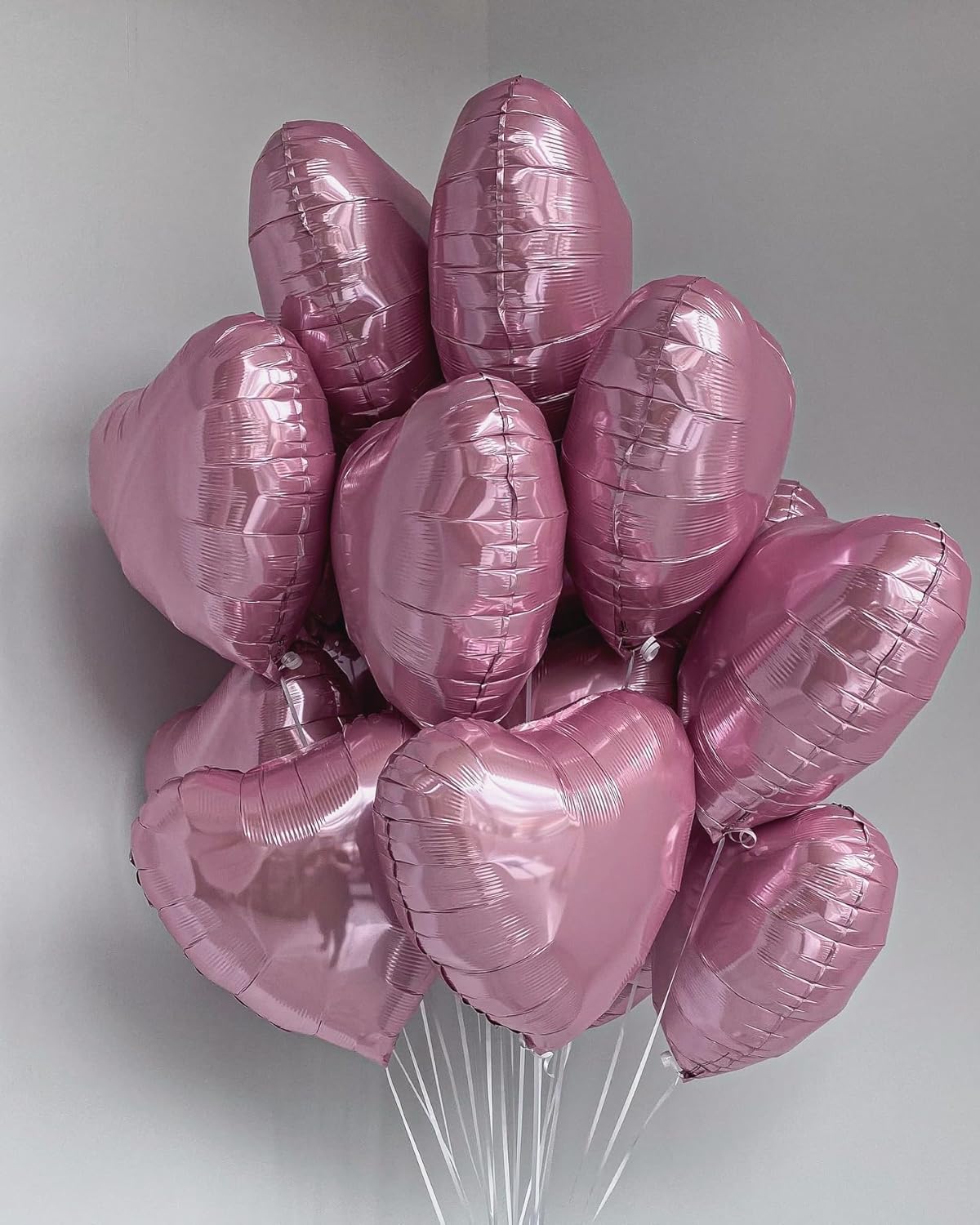 Pink Heart Balloons,10Pcs Foil Heart Shaped Love Balloons,18Inch Pearl Pink Helium Balloon for
