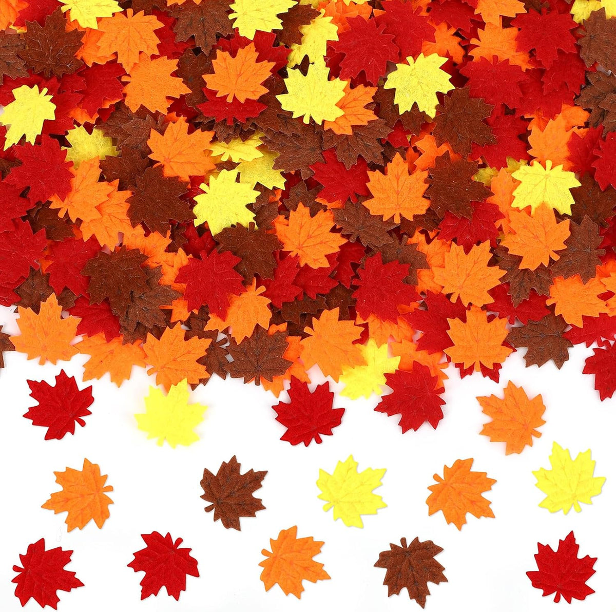 MARFOREVER Fall Felt Maple Leaf Confetti, 500Pcs Thanksgiving Leaves Confetti Decorations Mixed