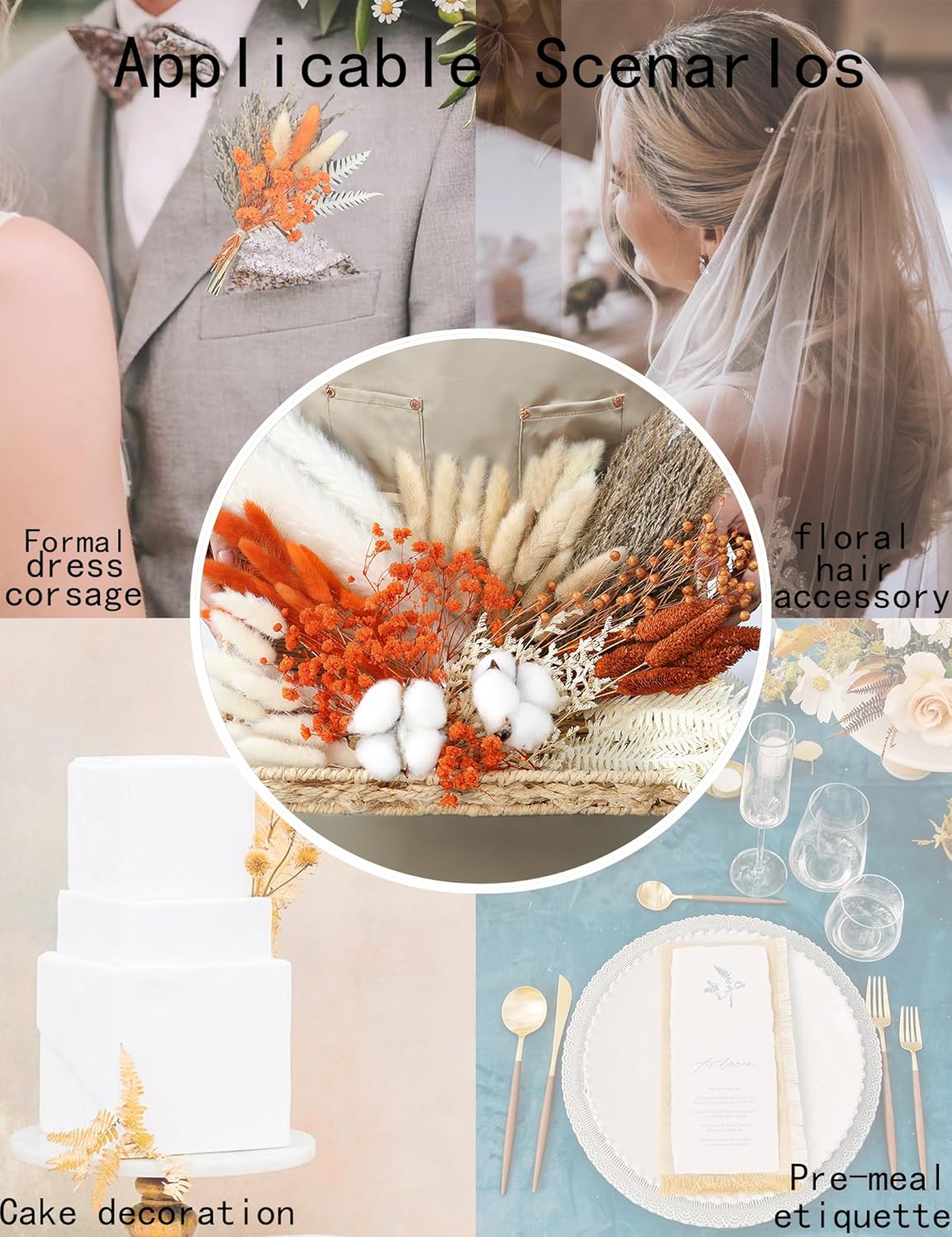 xin's convey DIY Autumn Natural Dried Flower Kit, Mini Stemming Bouquets for Room, Table, and Vase