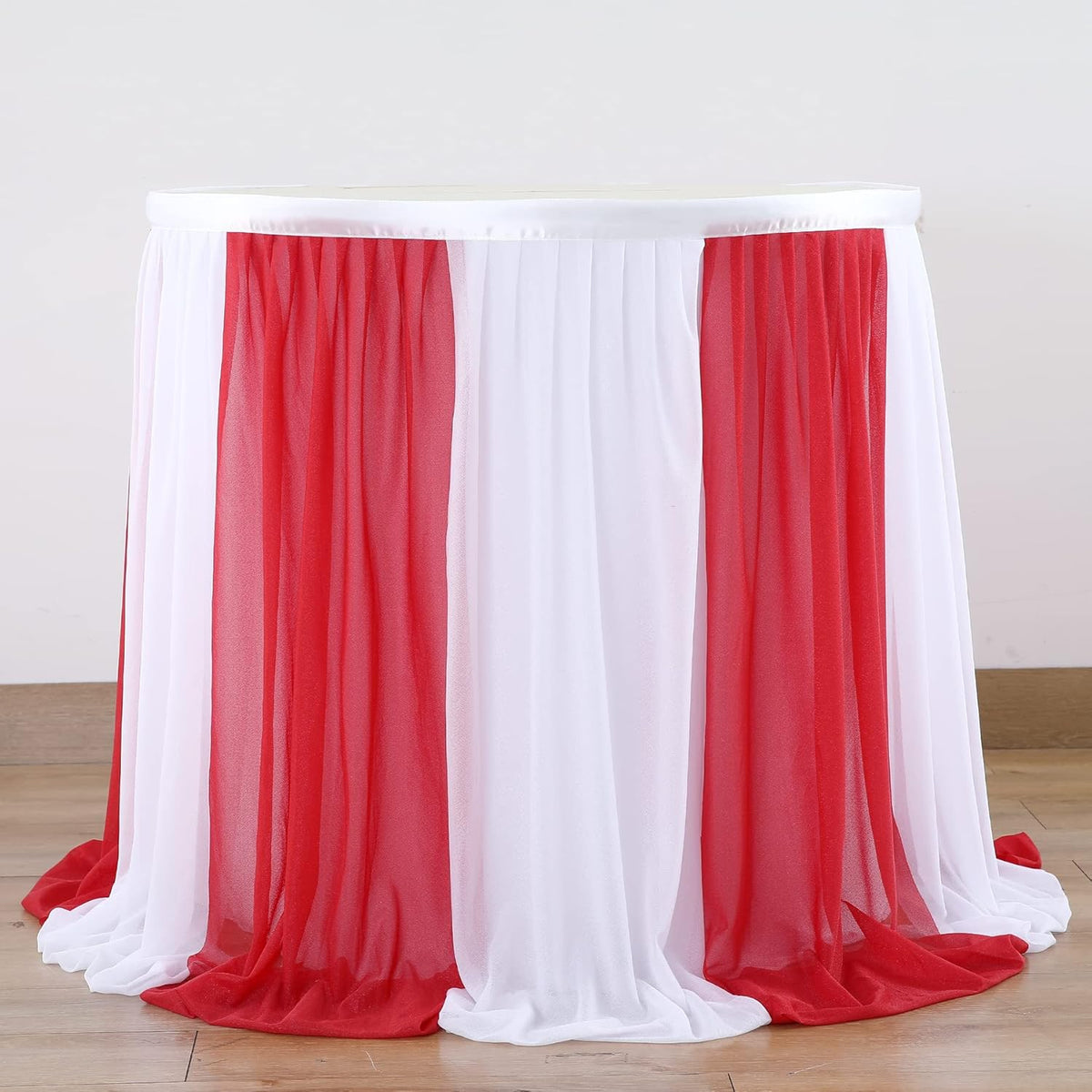 Reb and White Striped Table Skirt for Rectangle Tables or Round Tables for Carnival Circus Party