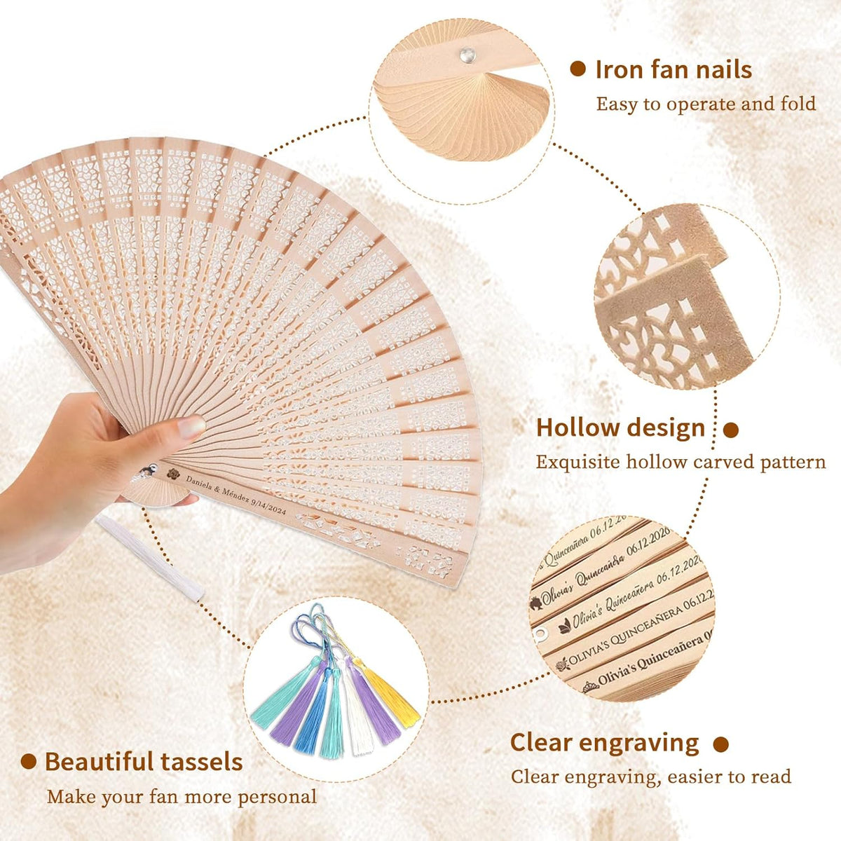 100Pcs Custom Wedding Fans for Guests Bulk – Personalized Hand Fans with Text or Logo for Wedding