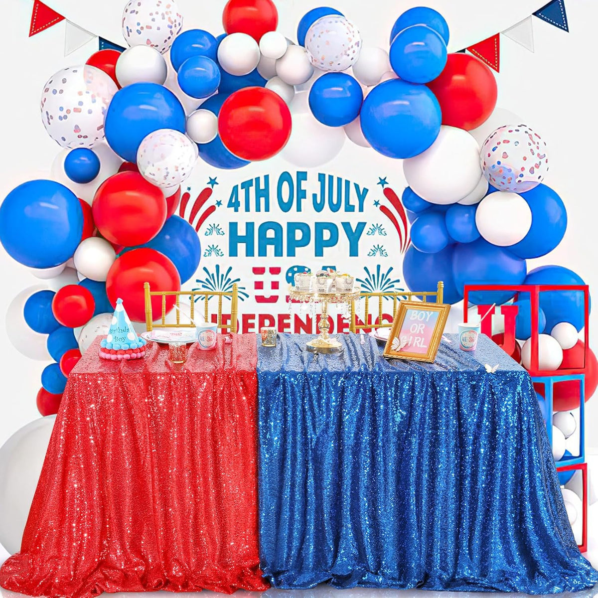 QueenDream Sequin Tablecloth Royal Blue Party Decorations: 60x102 Inch Glitter Table Cloth for