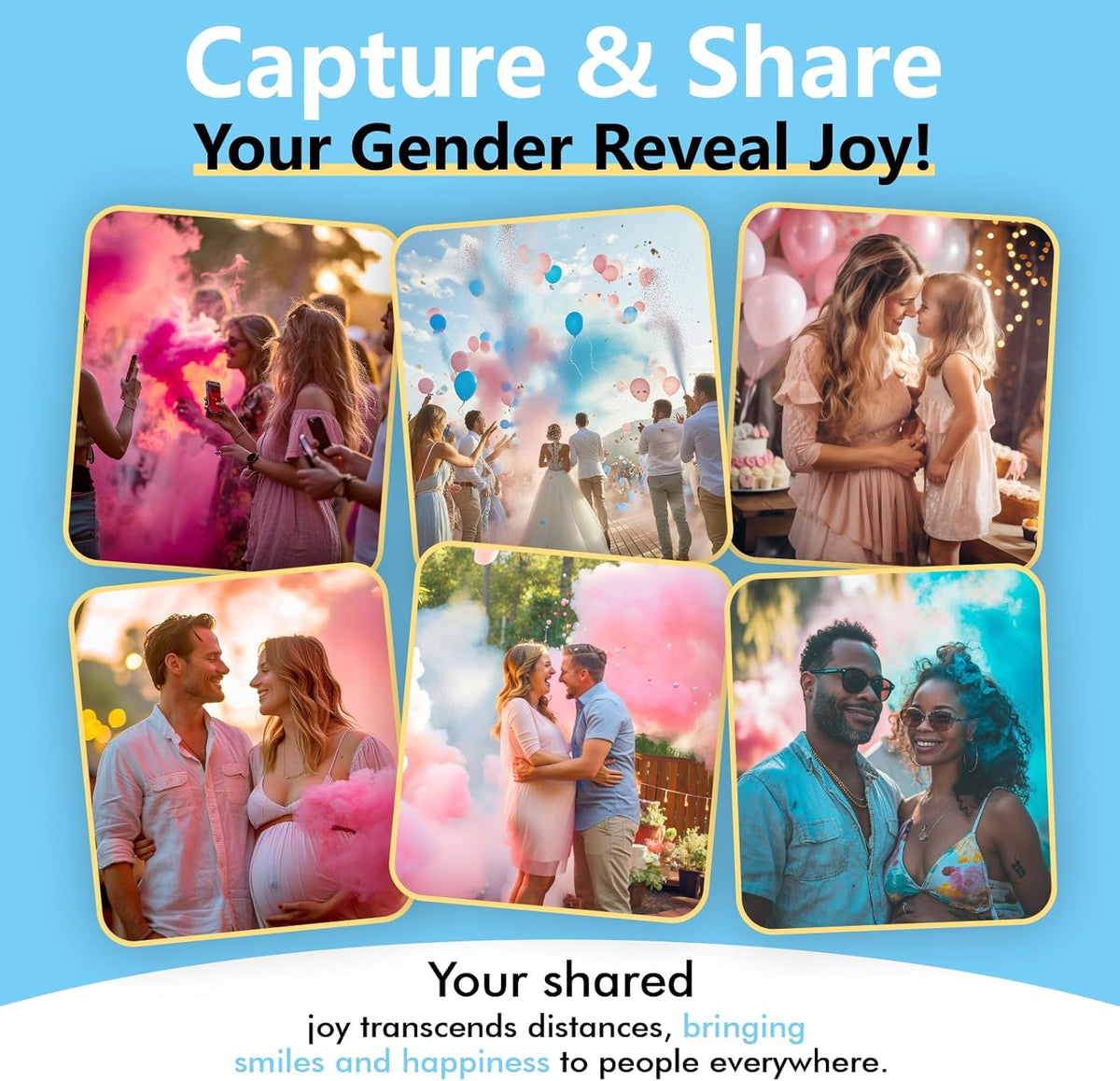 Previvo Gender Reveal Confetti Powder Cannon - 2 Pack Blue Baby Gender Reveal Poppers - 100%