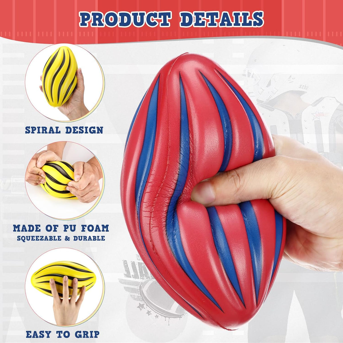 Jerify 12 Pcs Mini Foam Footballs for Kids Students 7 Inch Small Spiral Football Toys Easy Grip