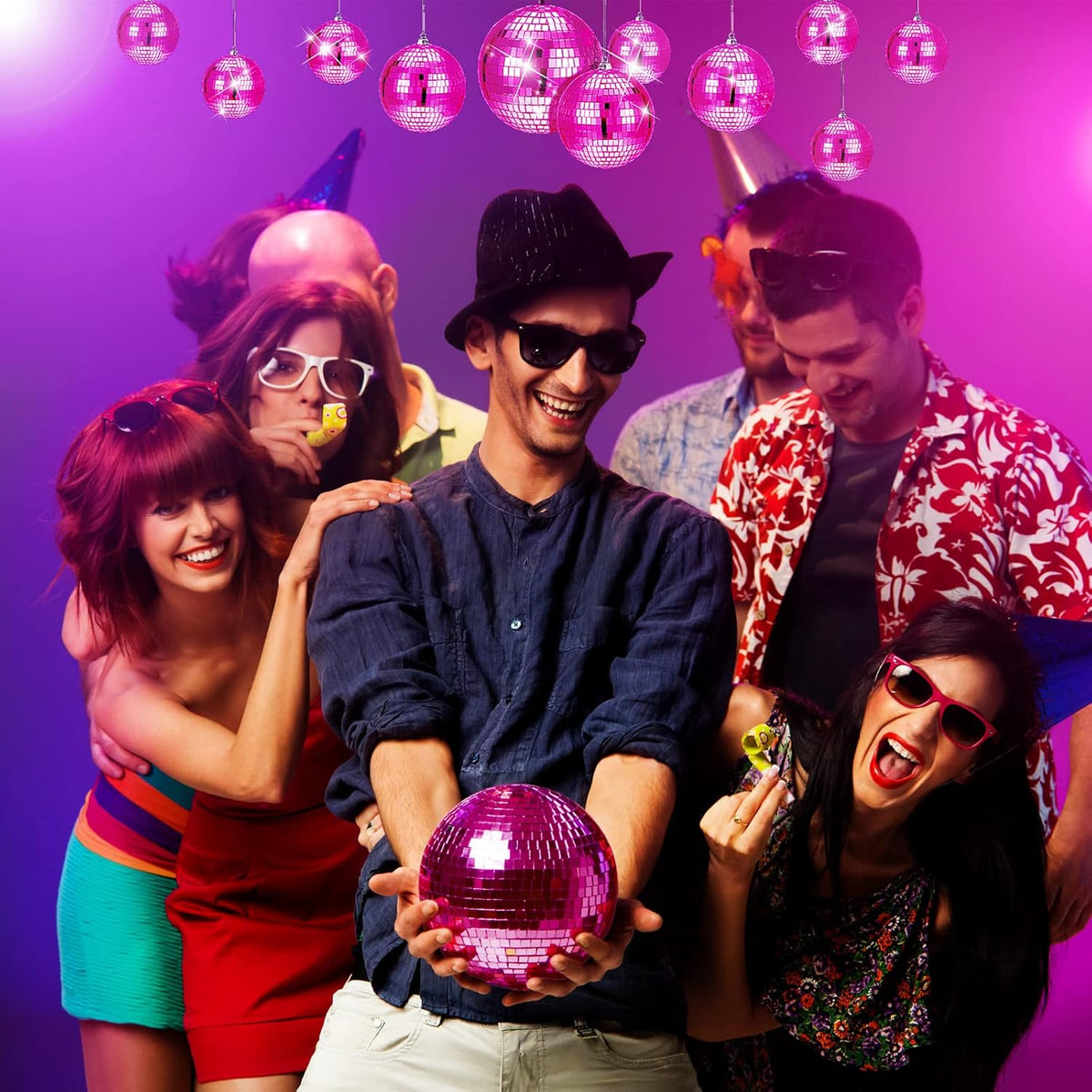WILLBOND 12 Pack Disco Ball Mirror Ball with Hanging Ring for Fun Retro Disco Party Decorations