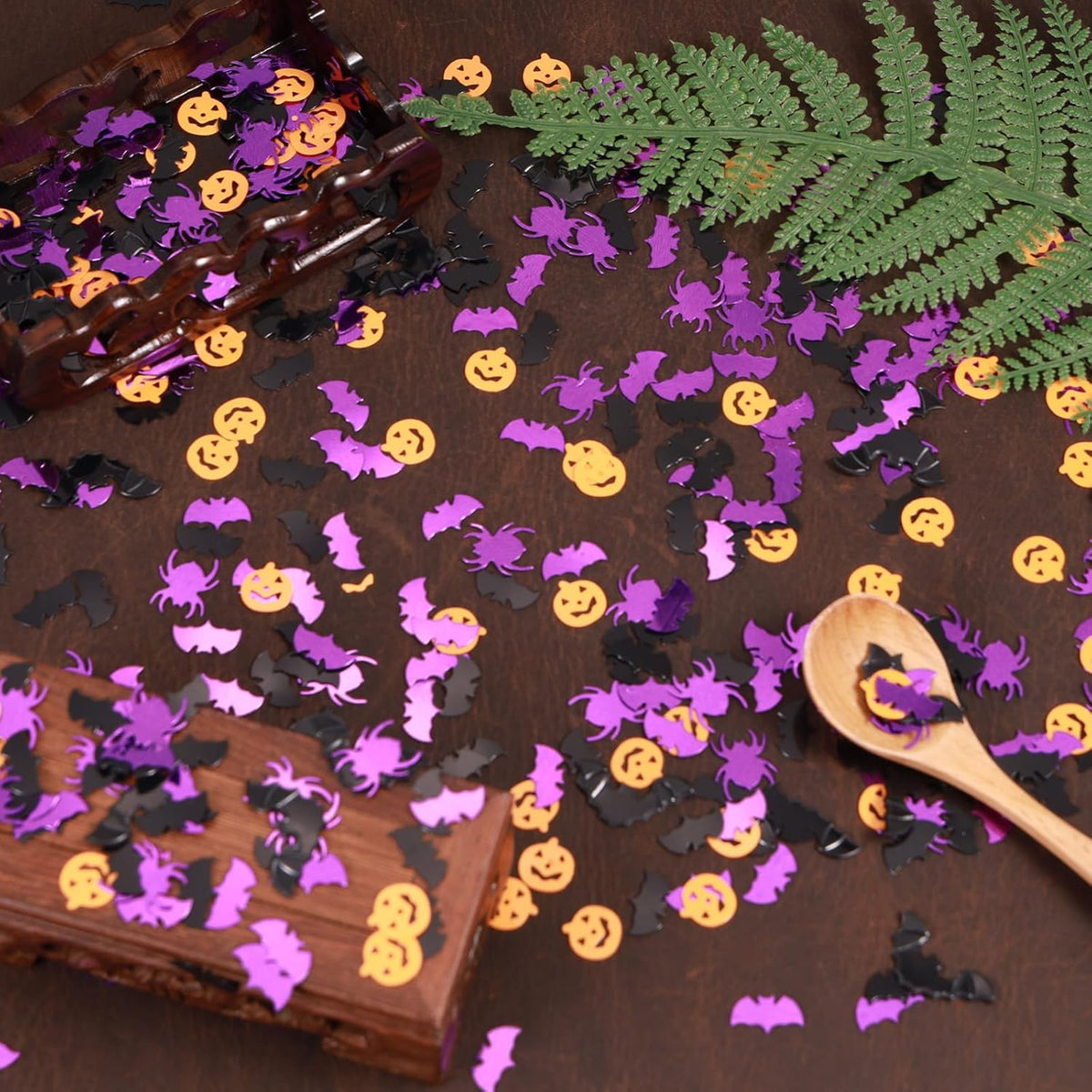 Halloween Party Table Scatter Confetti, 3000 Pcs Pumpkin Spider Bat Foil Metallic Confetti for
