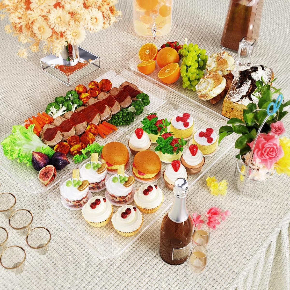 3 Tier Acrylic Serving Tray, 15.3" x 7.1" Dessert Table Display Set Stand for Party, Desserts