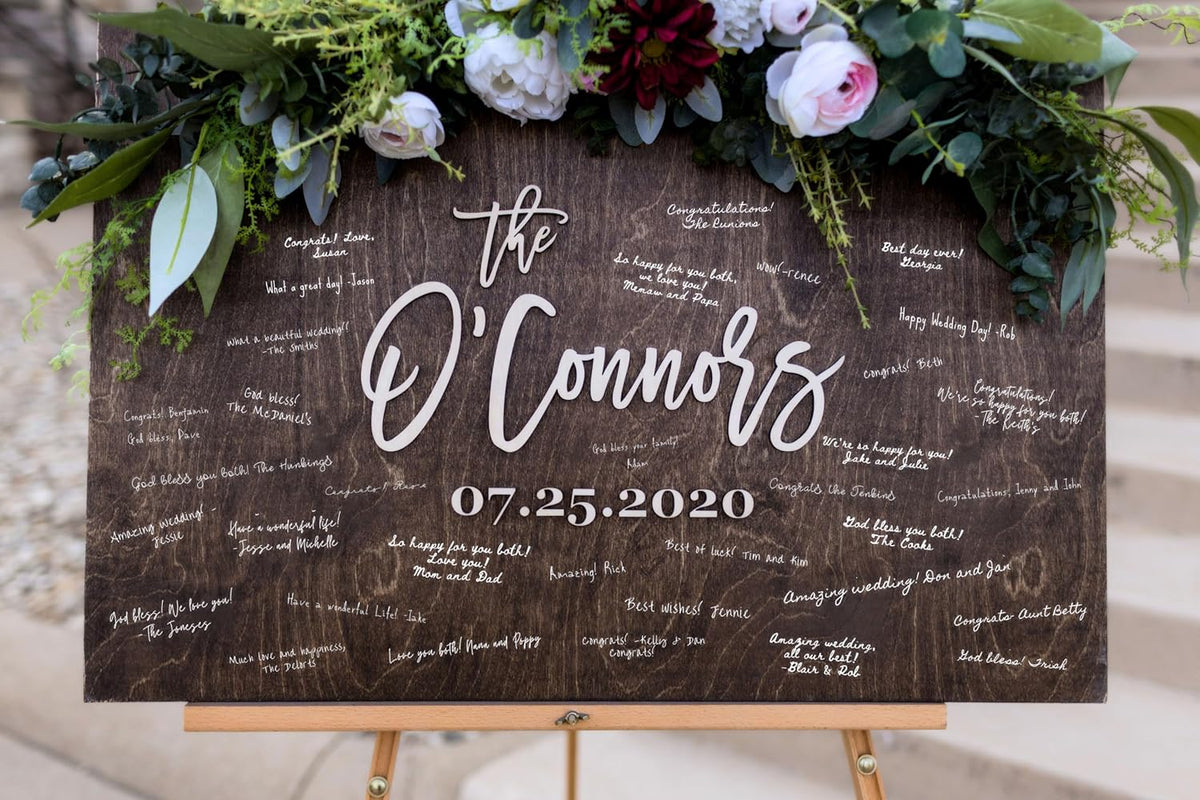 Personalized Last Name Guest Book, Unique Guest Book Sign, Custom Alternative Guest Book, Wooden