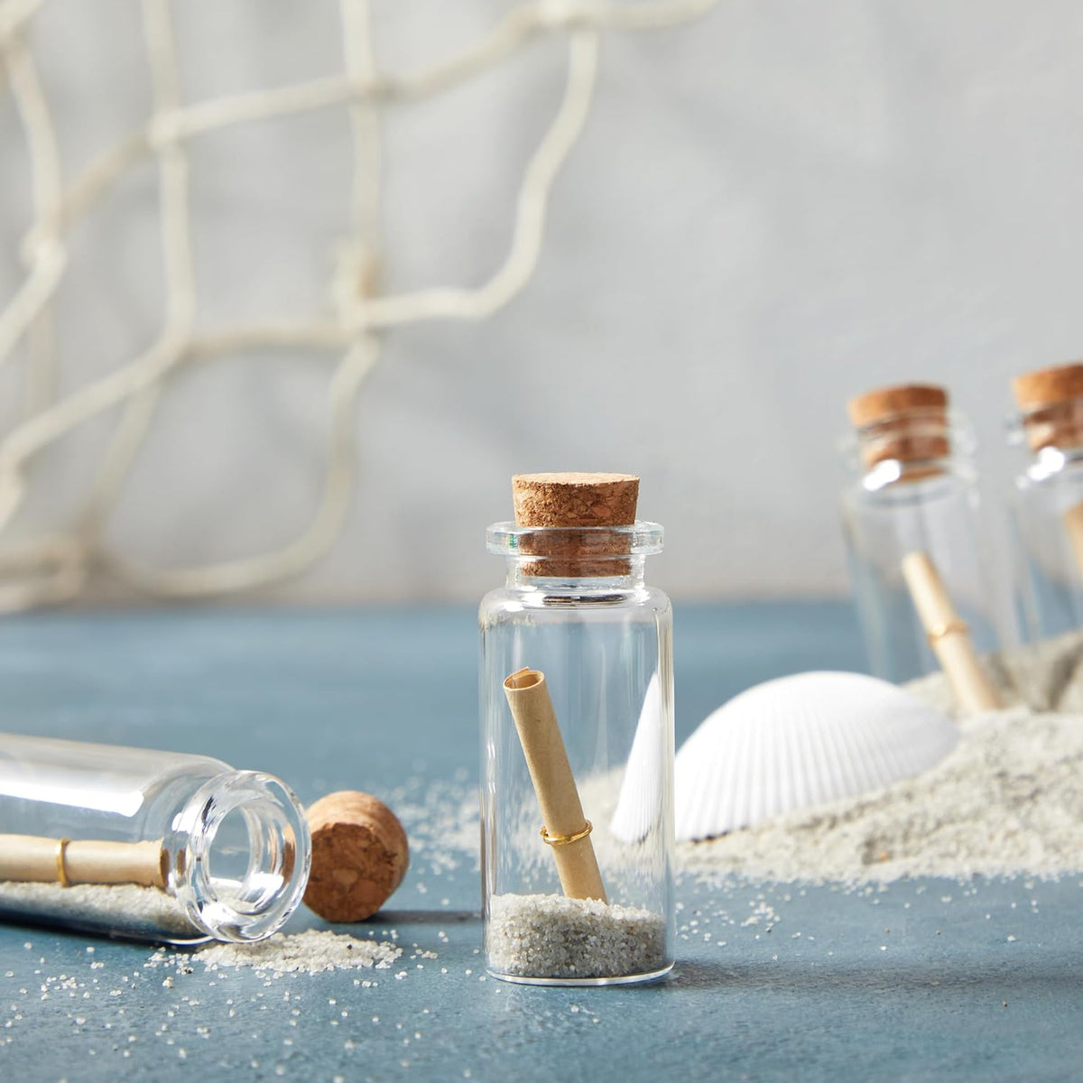 Bright Creations 48 Pack 10ml Create A Message In A Bottle Kit, Bulk Small Glass Cork Bottles with