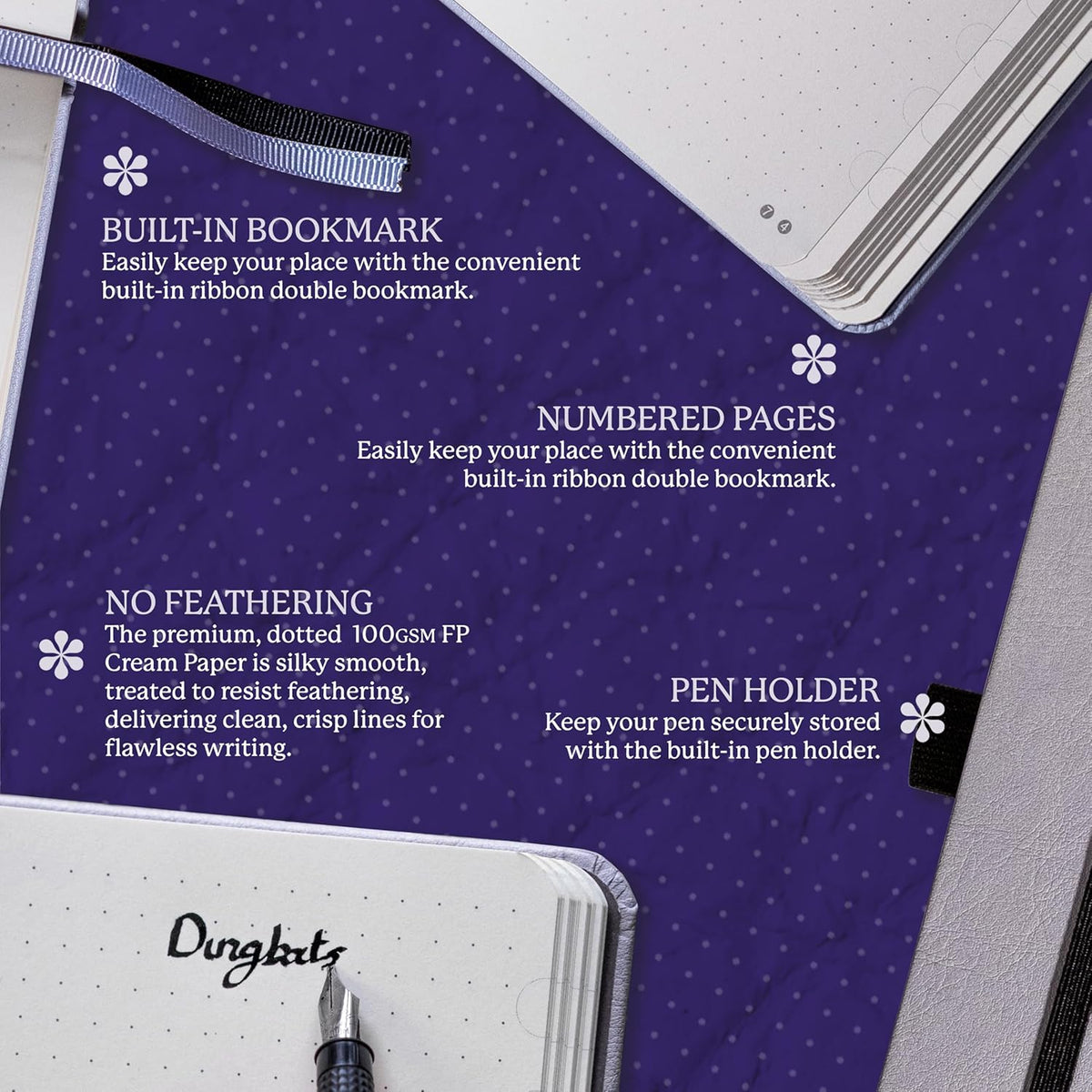 Dingbats - Earth Dotted A5 Medium Notebook, Glicine Arctic - Hardcover - Cream 100gsm Ink-Proof