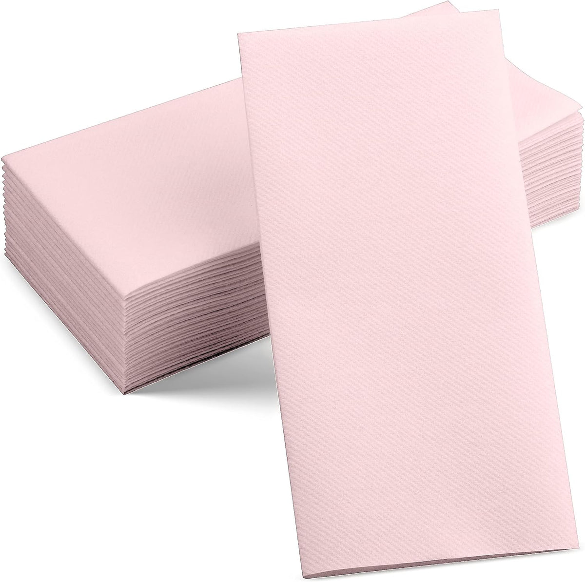 50-Pack Disposable Linen-Feel Pink Napkins, 12" x 17" Cloth-Like Paper Dinner Napkins For Wedding