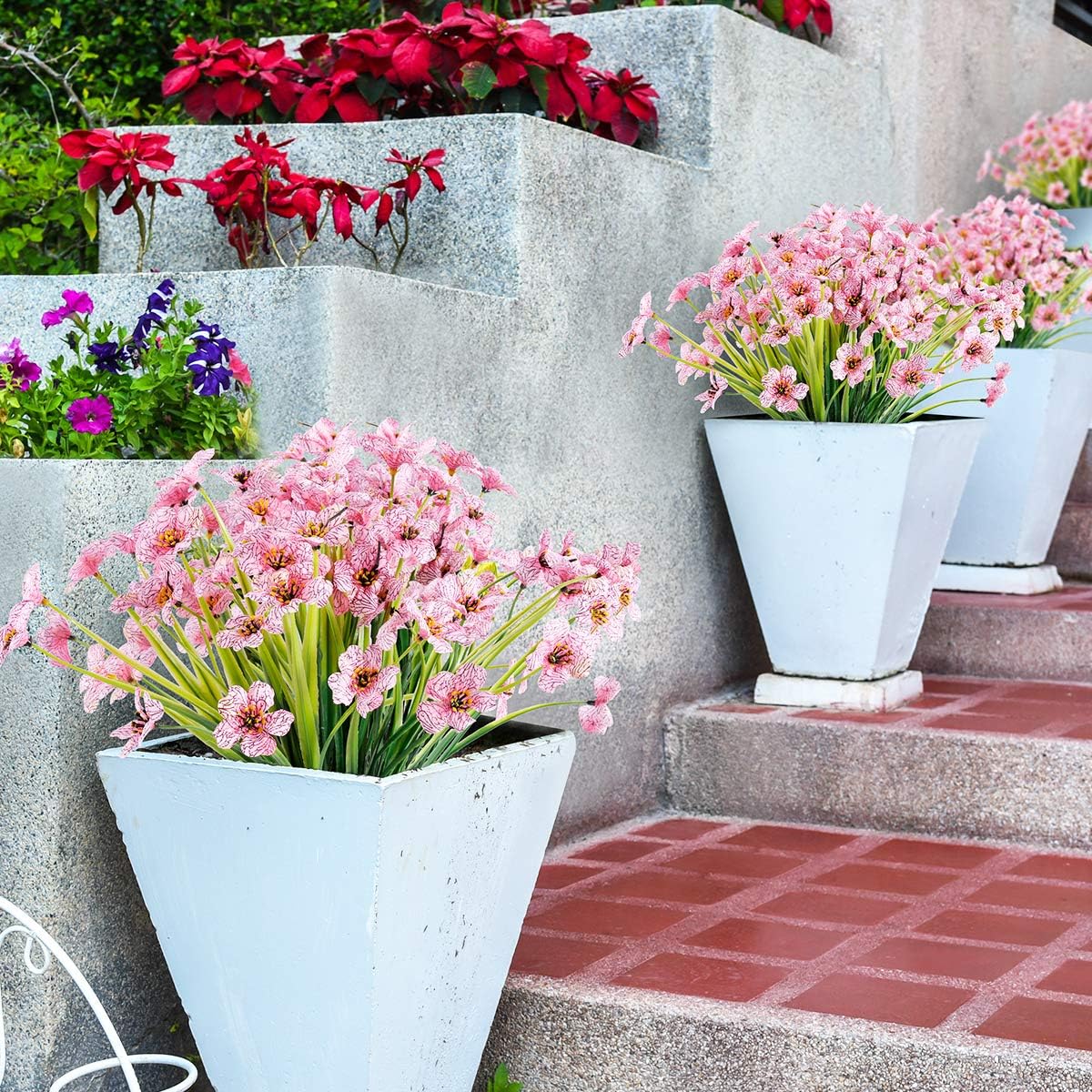 30 Bundles Artificial Flowers Outdoor UV Resistant Fake Flowers No Fade Faux Plastic Plants Garden