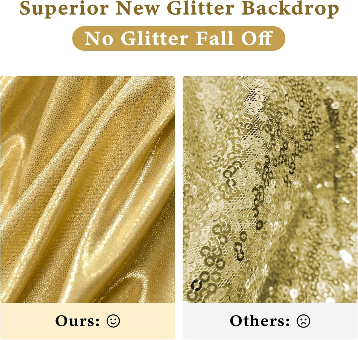 Outpain Thick 20 ft x 10 ft Gold Sequin Backdrop Curtain for Parties, Wrinkle Free Glitter Photo