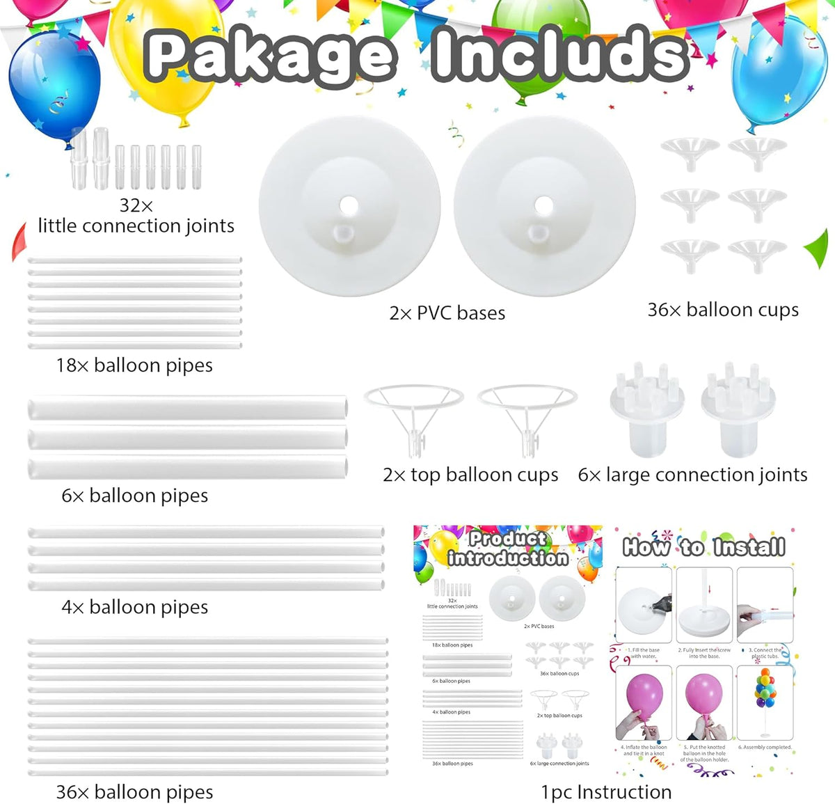2 Sets Balloon Stand Kits, Balloon Stands for Floor, Balloon Sticks for Table, Acrylic Balloon
