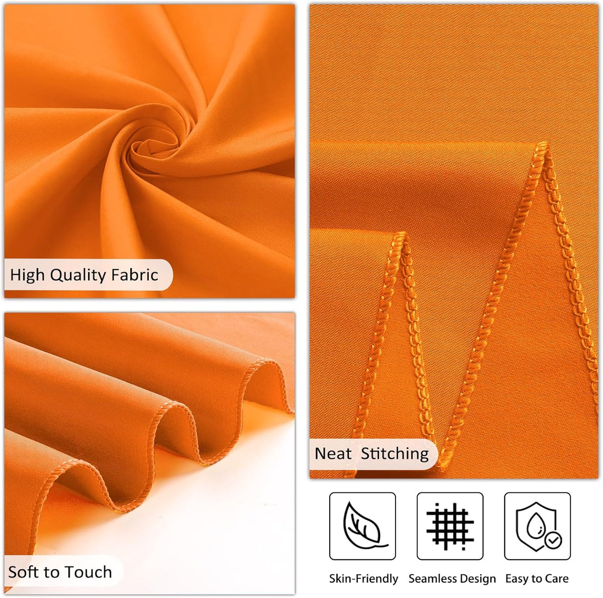 8 Pack Orange Tablecloth 60 x 126 Inch Rectangular Tablecloths for 8 Foot Rectangle Tables, Wrinkle