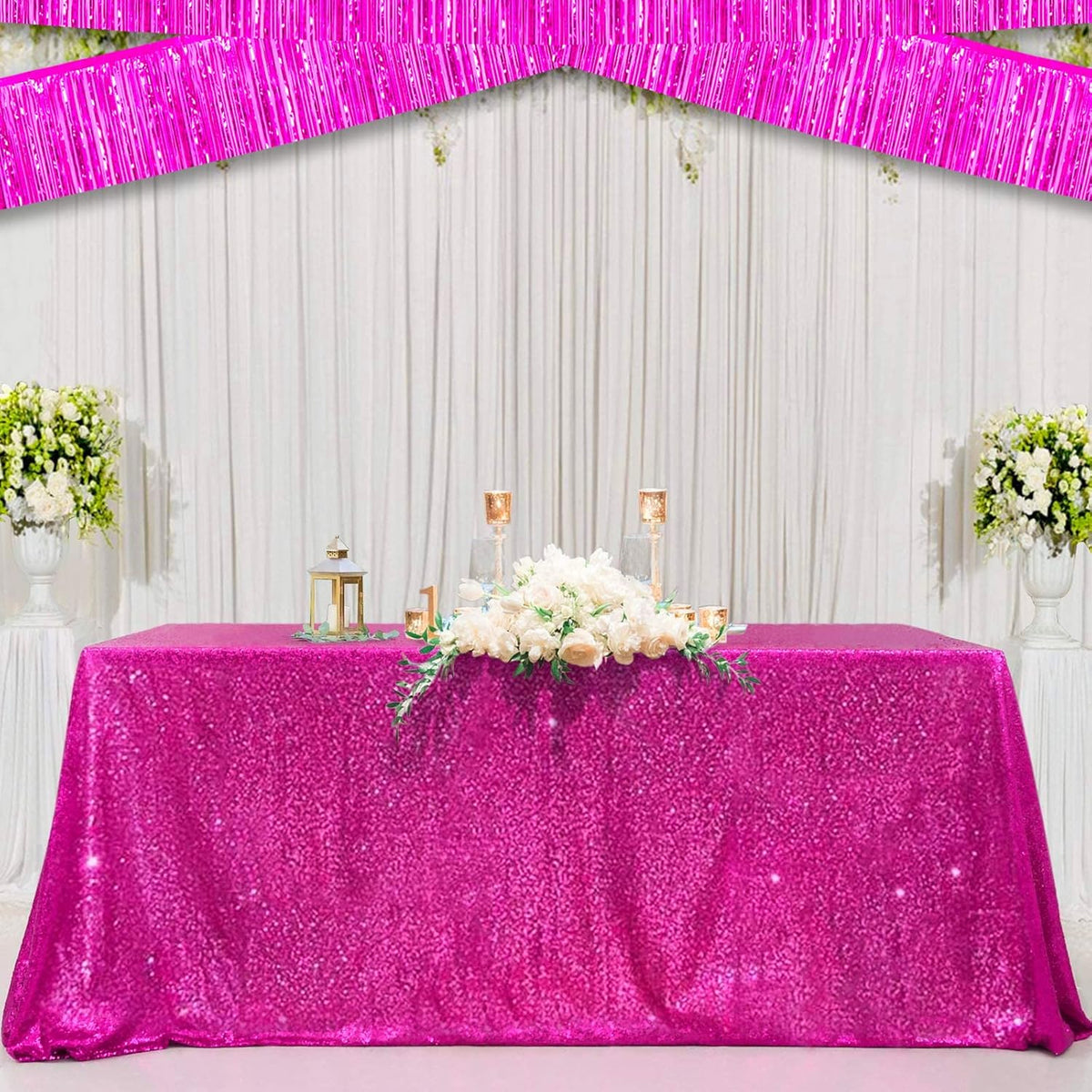 10 Pack 10 Feet Foil Fringe Garland Metallic Tinsel Streamers Banner Wall Hanging Curtain Backdrop