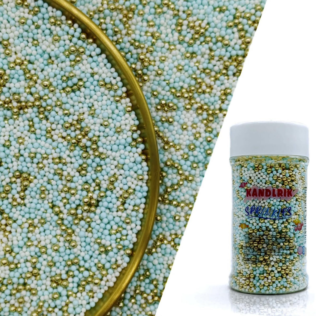 Edible Blue & White & Super Gold Pearl Sugar Sprinkles Candy 2mm Mini Pearls Cake Decorations