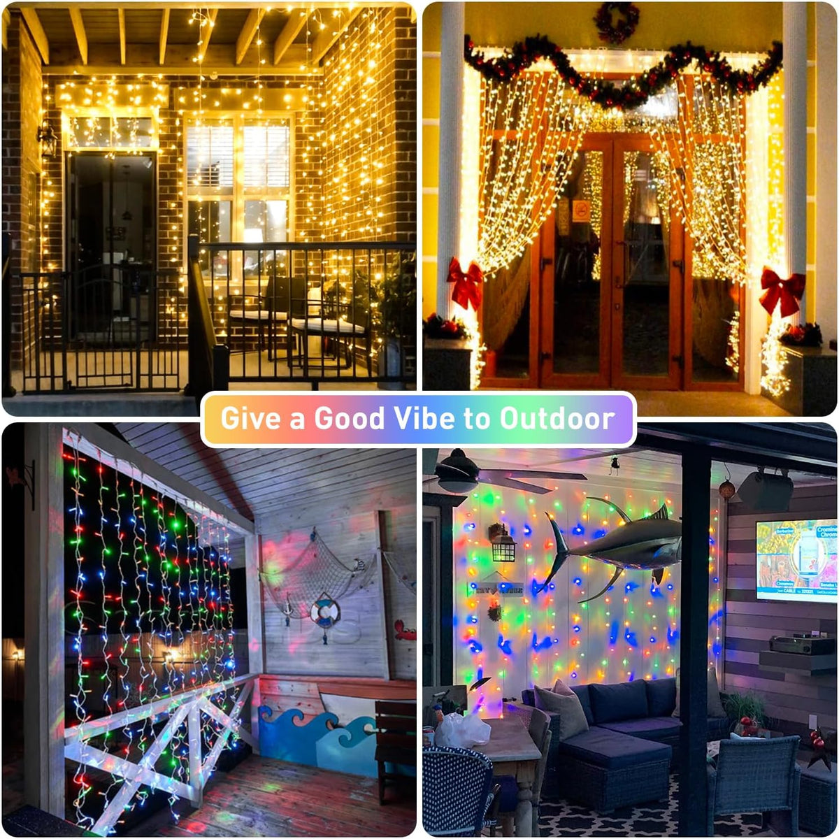 JMEXSUSS 300LED Dual Color Changing Curtain Lights with Remote, 9.8 x 9.8ft Connectable Plug in