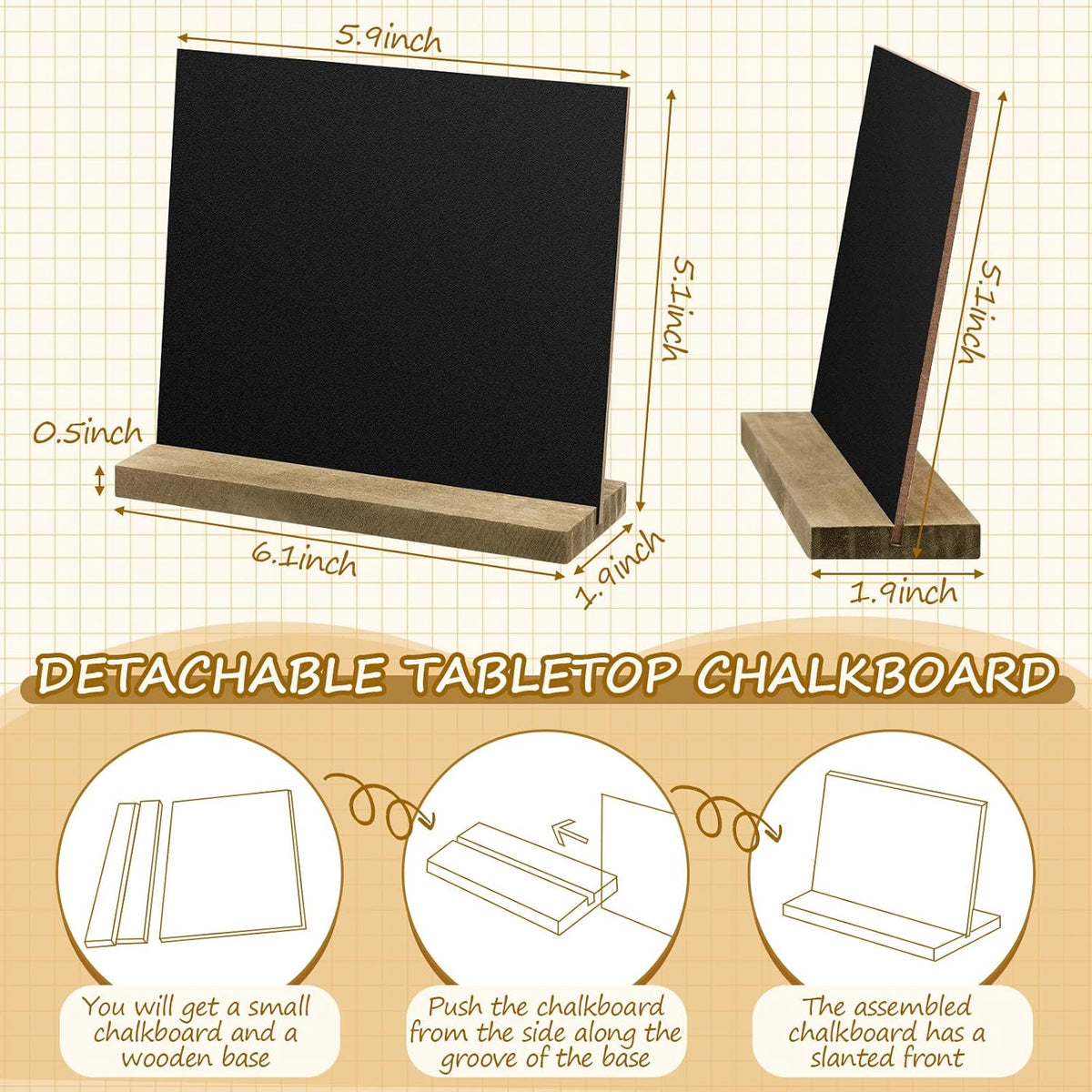 Queekay 36 Pcs Mini Chalkboard Signs Tabletop with Stand 5 x 6 Inch Wooden Chalkboard Sign Vintage