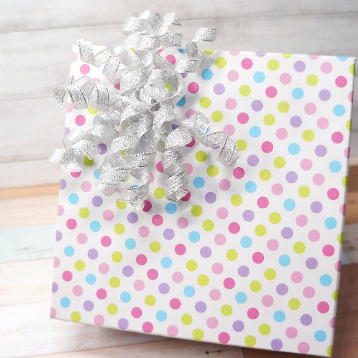 CT CRAFT LLC Silver Metallic Burst Curly Ribbon Bow 4" Wide x 6 Counts Gift Wrapping Pre-Tied