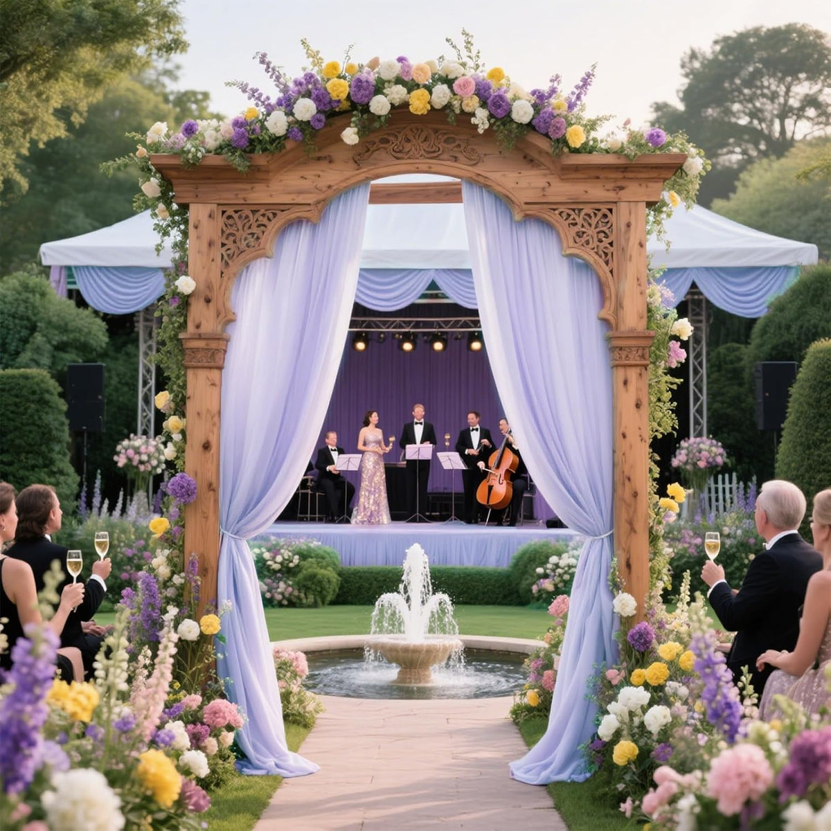VOK Lavender Wedding Arch Draping Fabric Chiffon Curtains, 29in x 18Ft Sheer Chiffon Outdoor