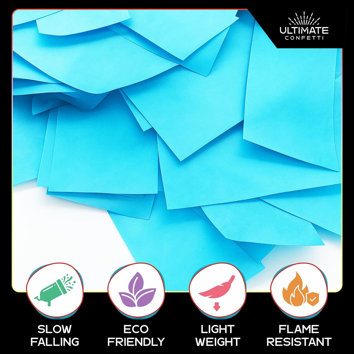 Turquoise Color Biodegradable Confetti - Rectangular Fluttering Tissue Paper Confetti for Cannon
