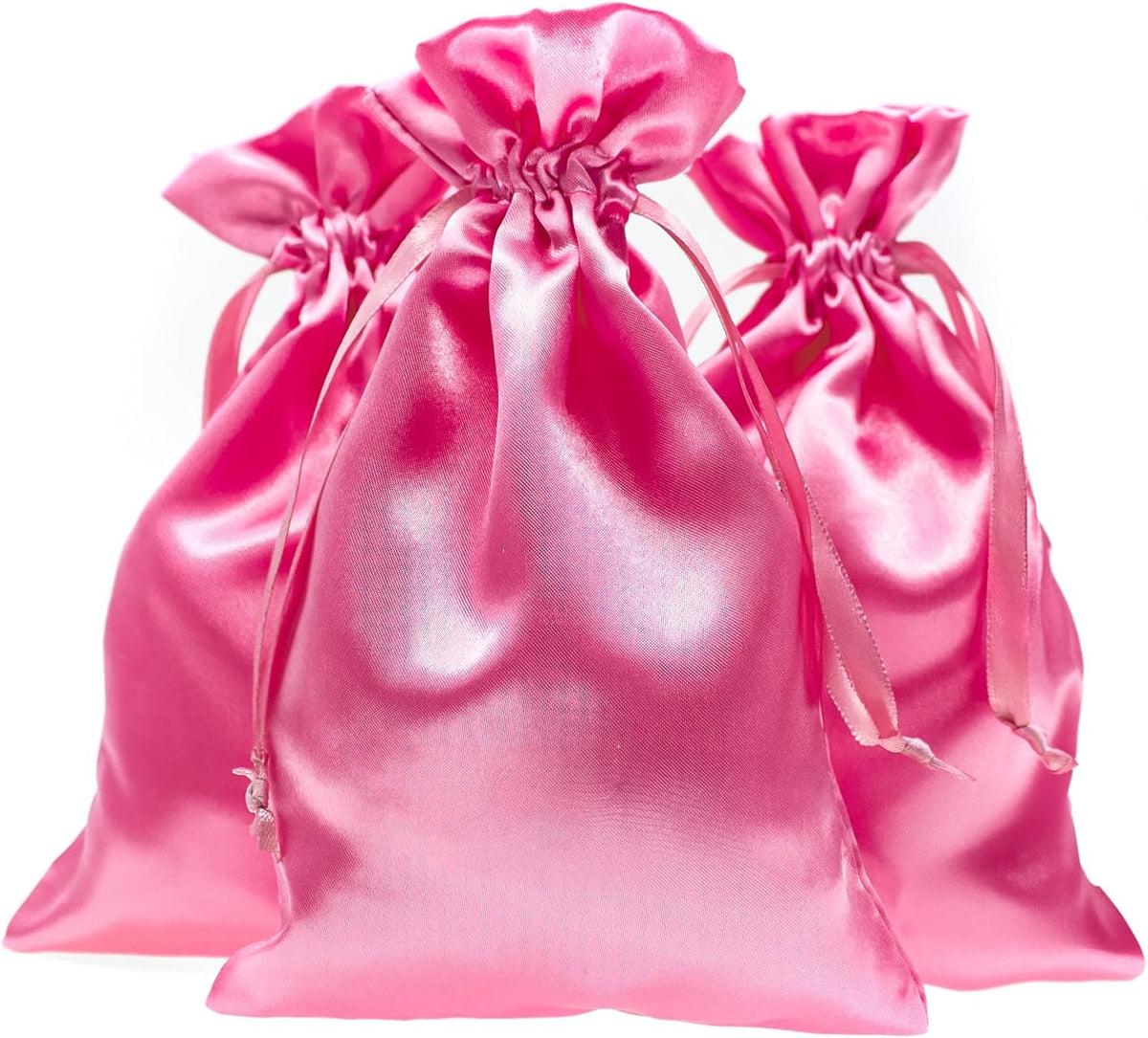 5" x 8" Pink Satin Gift Bags, Jewelry Bags, Wedding Favor Drawstring Baby Shower Christmas 50 per