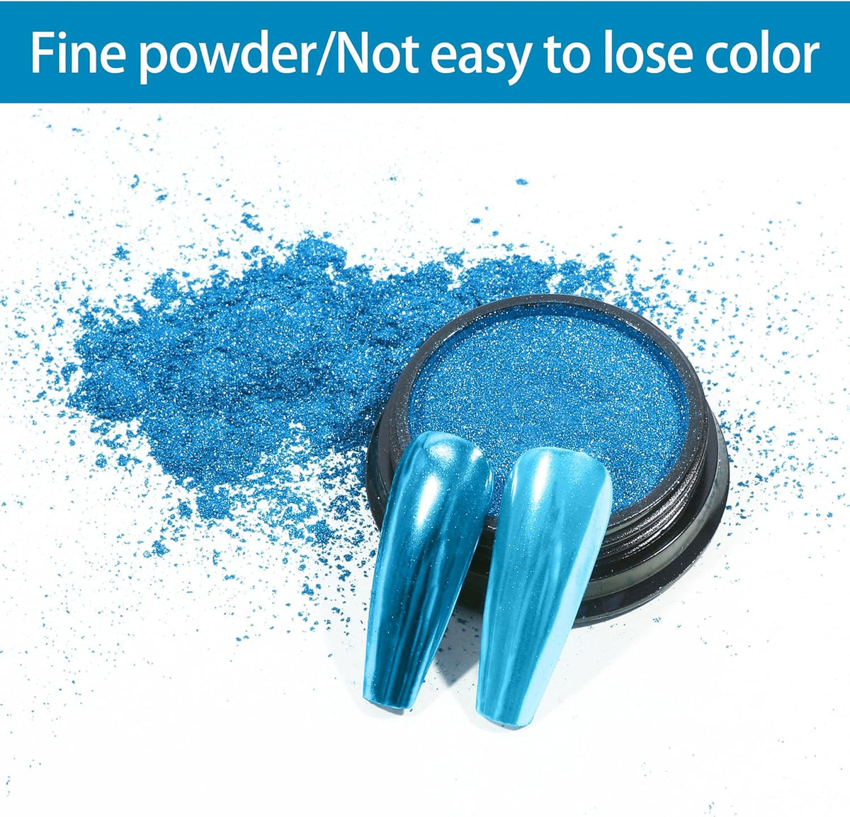 Artdone Chrome Nail Powder, Azure Iridescent Aurora Powder Metallic Mirror Effect Pigment