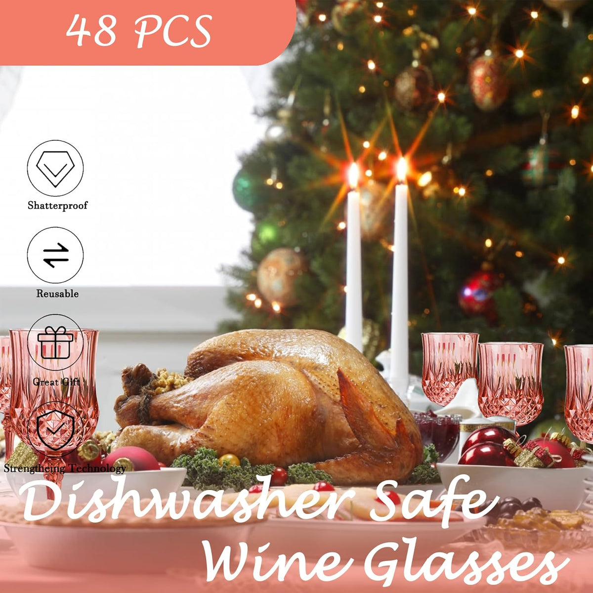 Plastic Wine Glasses，Plastic Goblets Vintage Style Cordial Drinking Glasses for Wedding Reception