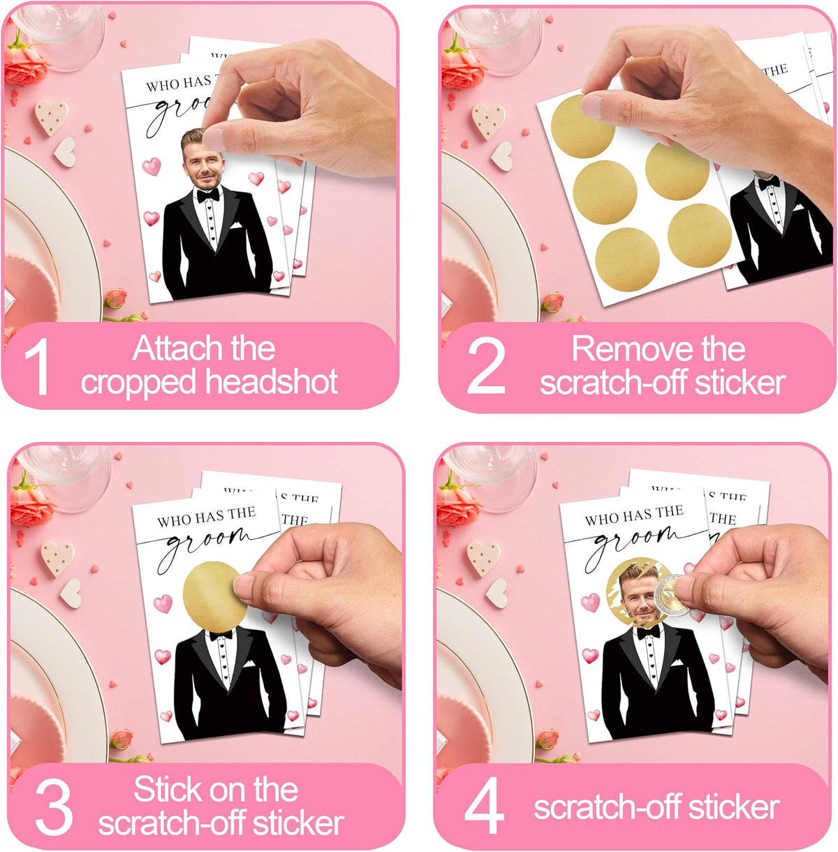 Who Has The Groom Birdal Shower Scratch Off Games, 41Pcs Cute Wedding Shower Scratch Off Games
