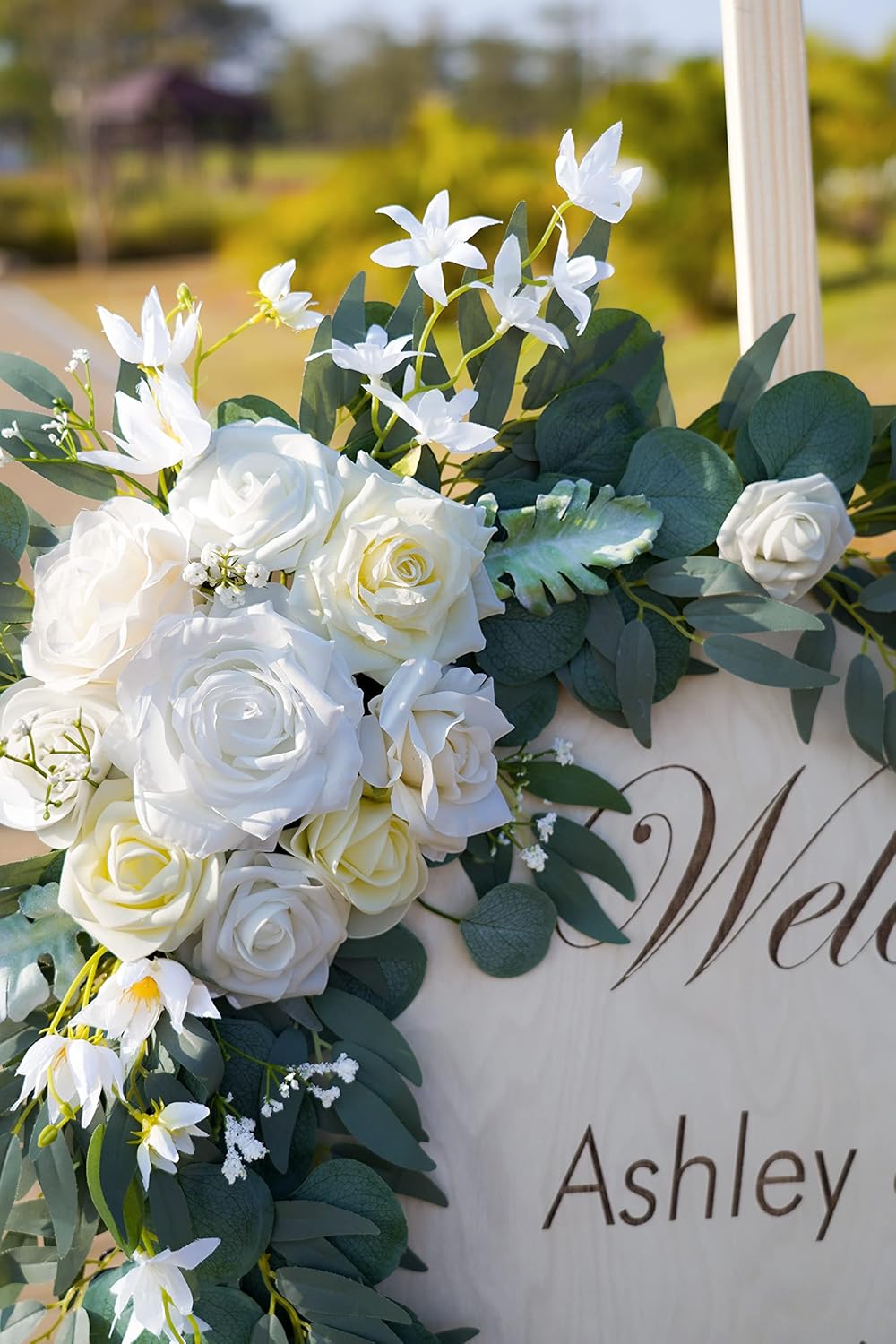 ponatia Wedding Arch Flowers (Pack of 2), Artificial White Wedding Flowers for Wedding Welcome