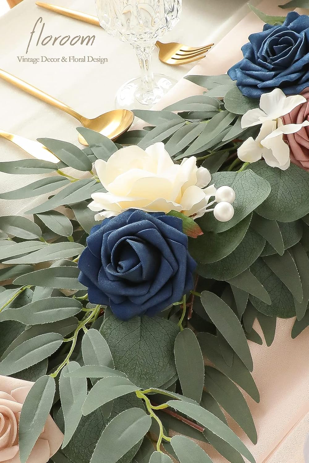 Floroom 6ft Artificial Eucalyptus Garland with Flowers Fake Greenery Faux Floral Vine Garland for