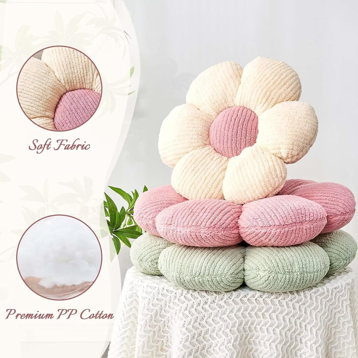 Flower Throw Pillow, Soft Lavender 14.9" Shaped Floor Pillow for Home Decor, Cute Aesthetic Plush