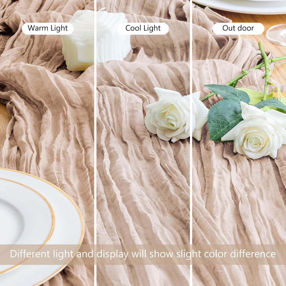 Asee'm Cheesecloth Table Runner 120 Inches Long Nude Pink Boho Gauze Cheese Cloth Runner 10FT