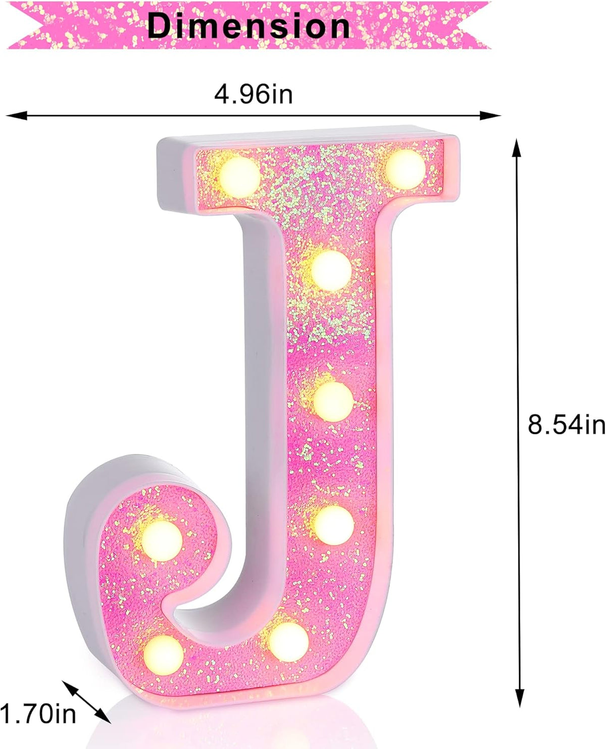 Foaky Pink Light up Letters，Pink Party Decorations,Girls Room Decor,Glitter Light Up