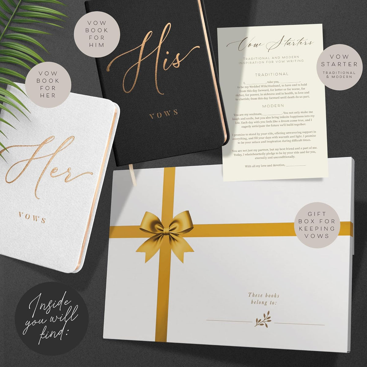 Vow Books His and Hers - Linen Wedding Vow Books Perfect as Bride & Groom Gifts, Wedding Registry