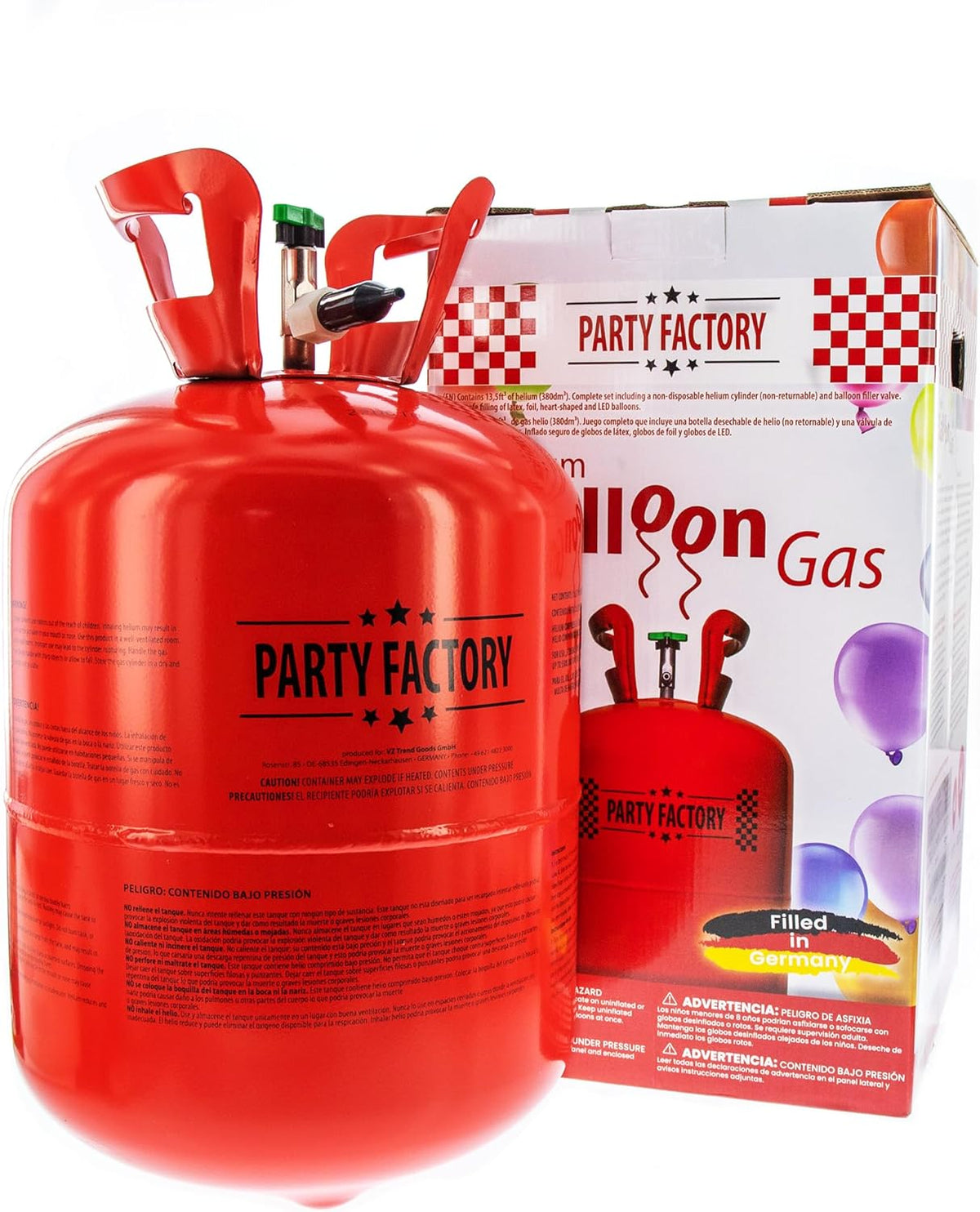 Party Factory Helium Tank for up to 50 Latex Balloons, Helium Cylinder 14.1 cu. ft. Gas with