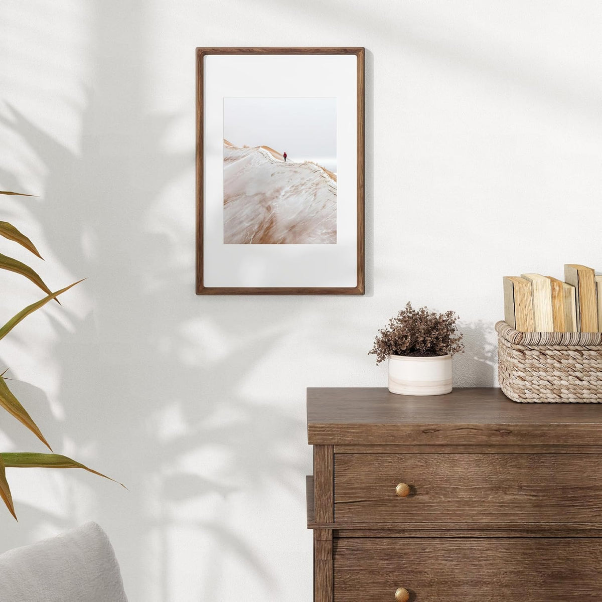 12x18 Frame USA-Sourced Natural Walnut Wood Solid Wood Photo Frame Handcrafted Rounded Corner with