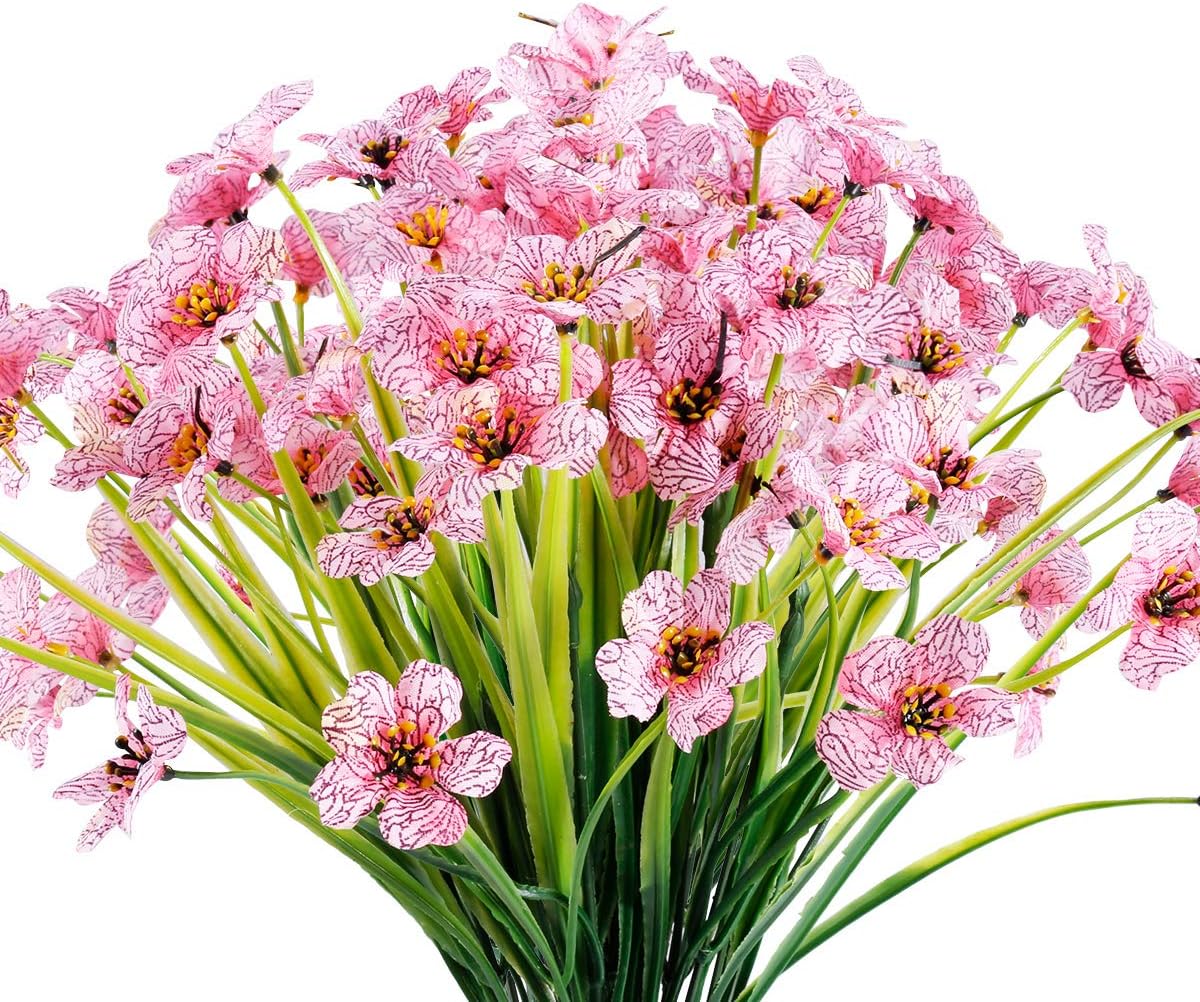 12 Bundles Artificial Flowers Outdoor UV Resistant Fake Flowers No Fade Faux Plastic Plants Garden