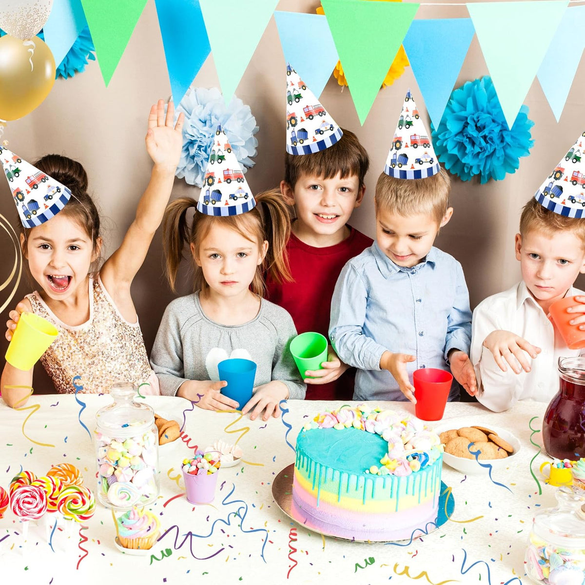 CANREVEL 12 PCS Party Hats for Kids and Adults, Party Headwear, Happy Birthday Hats, Birthday Party