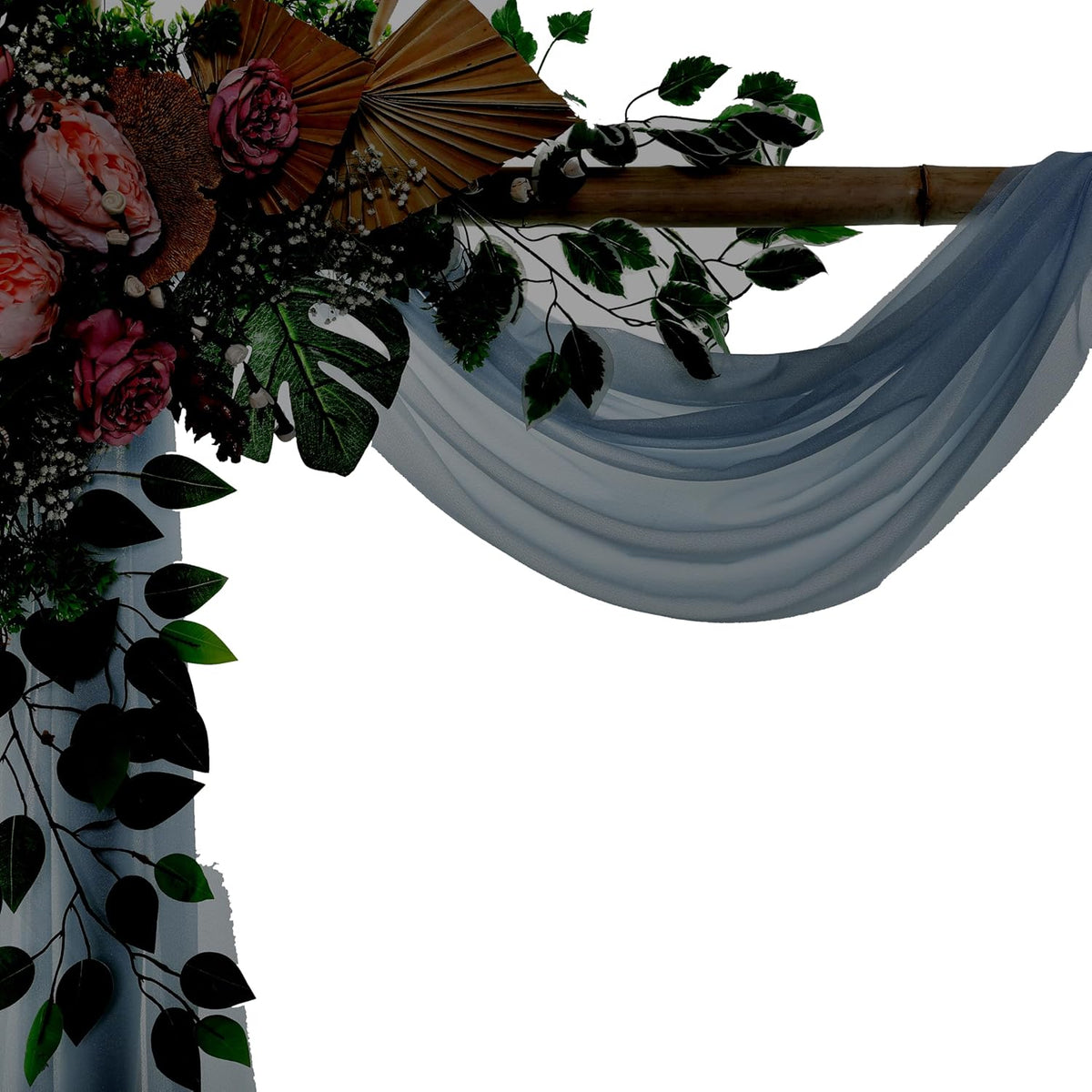 VDS Pack of 4 Panel (30 Inch X 20 Feet) Wedding Arch Draping Fabric Sheer Chiffon Fabric Drapery