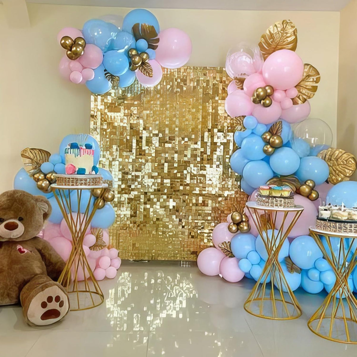 Pink Blue Gold Balloons, 50pcs Pink Blue Purple Balloons, Gold Macaron Pink Purple Teal Balloon