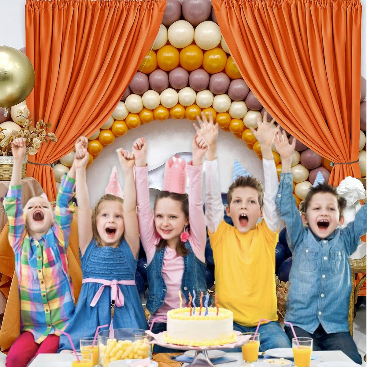 10 x 10 Feet Orange Backdrop Curtain for Partie, Background Curtains for Photoshoot, Birthday
