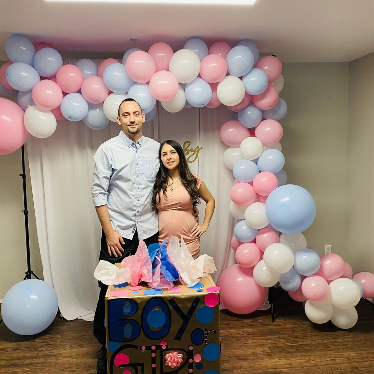 Pink Blue White balloons, 30 Pieces Pastel Pink White Blue Latex Balloons, 12 Inch Baby Pink Blue