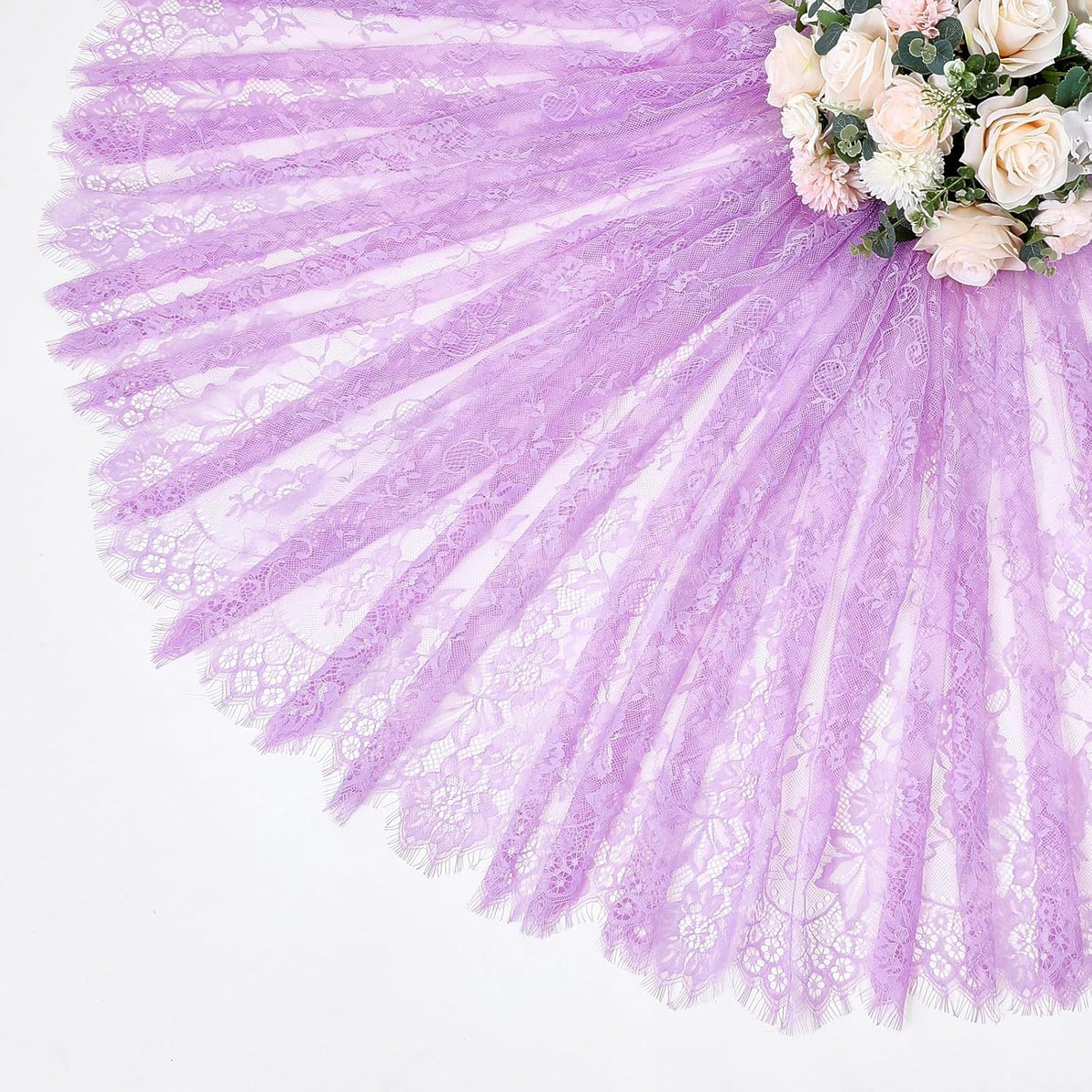 Light Purple Tablecloth Outdoor Lace Table Fabric 2pcs 60x120 Inch for Farmhouse Rustic Wedding