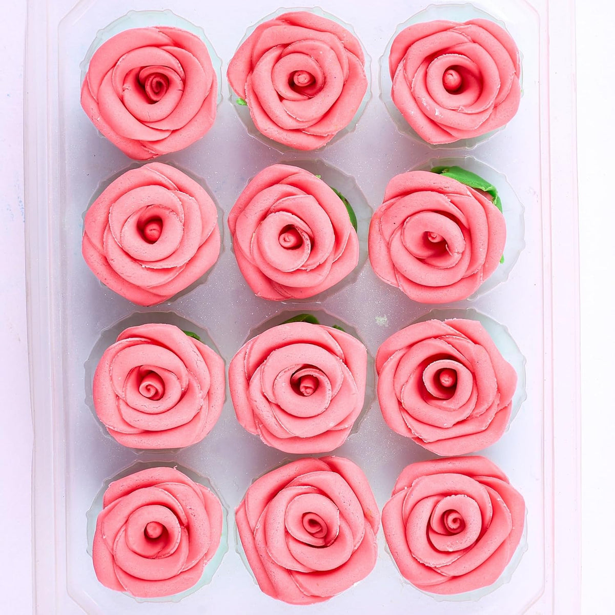Confect Edible Rose Topper- French Rose Toppers – Pack of 12 Pink French Roses for Cakes, Cupcakes
