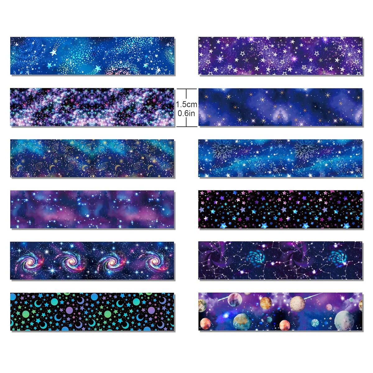 12 Rolls Starry Sky Washi Tape Set, Vintage Washi Tape Decorative Paper Stickers Decorative Tape